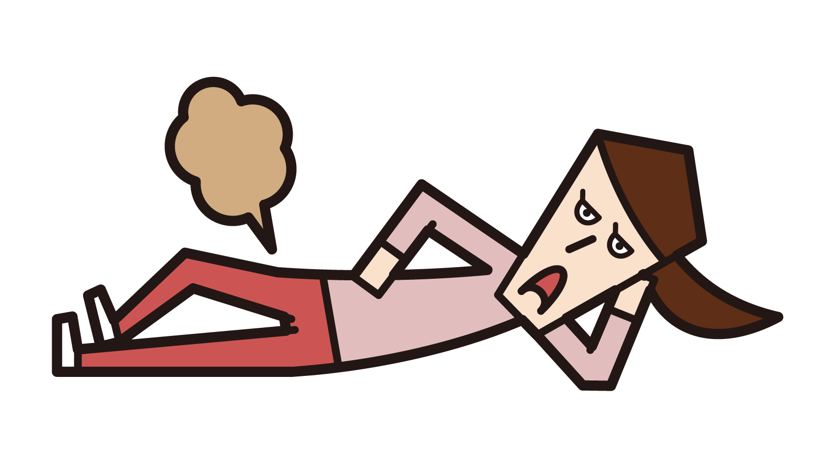 Illustration of a person (female) farting while sleeping
