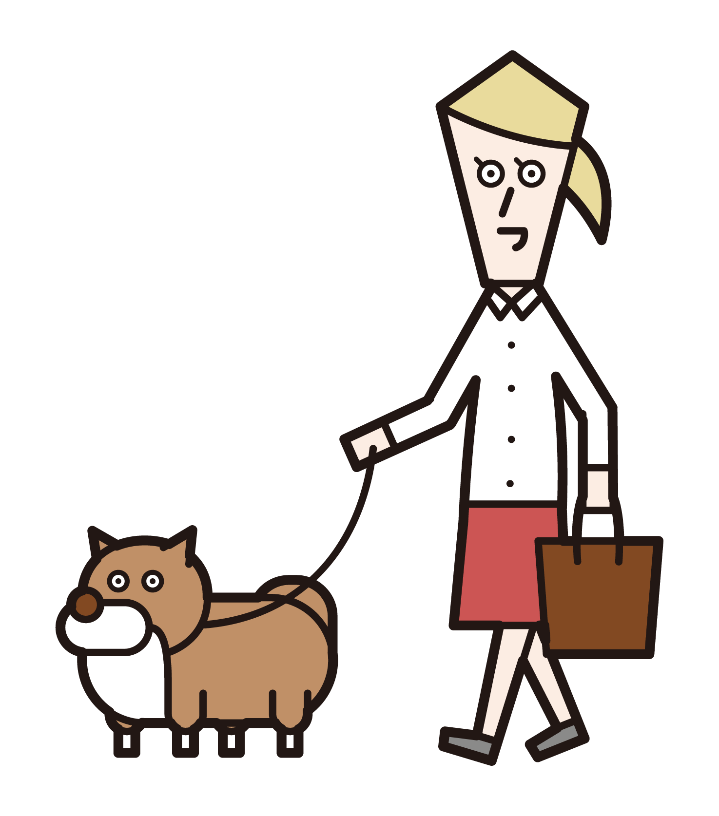 狗散步（女性）的插圖