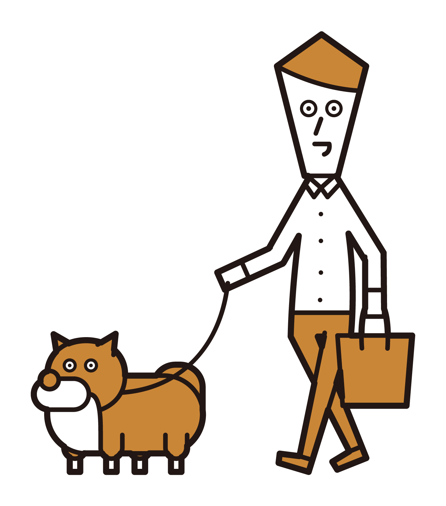 Illustration of a man walking a dog