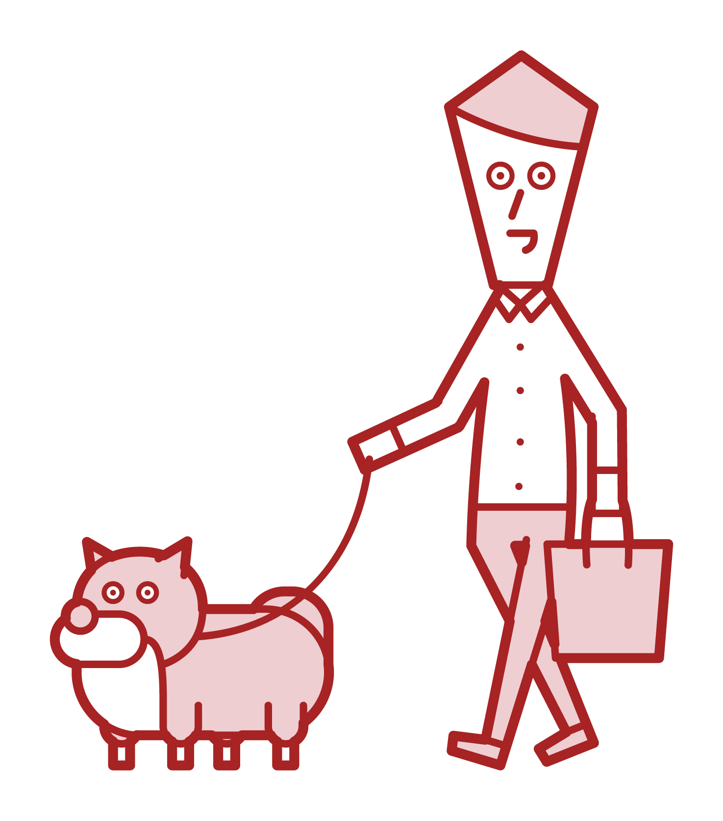 Illustration of a man walking a dog