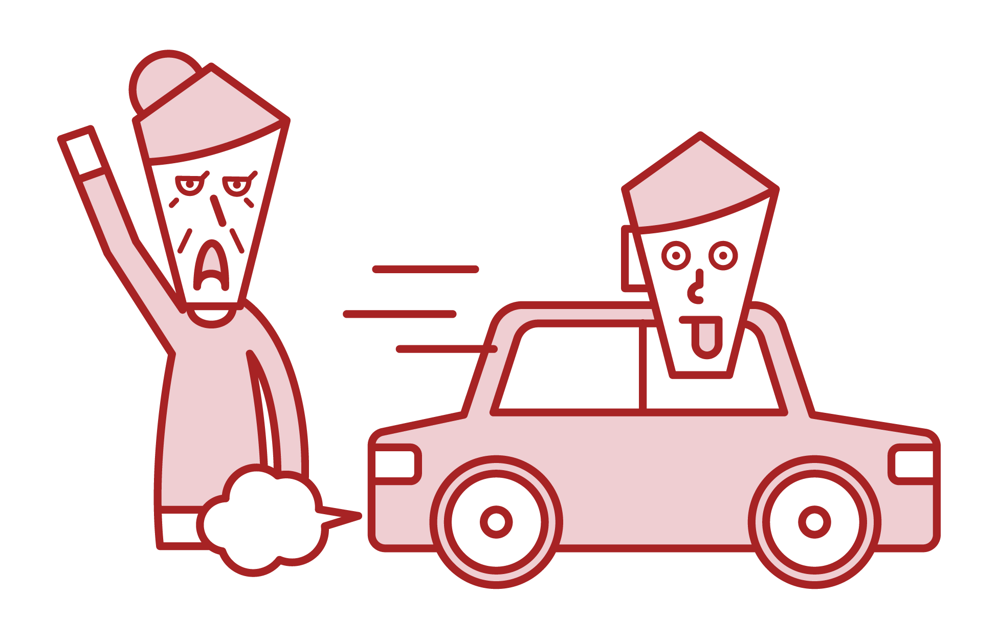 Illustration of a person (grandmother) who failed to catch a taxi