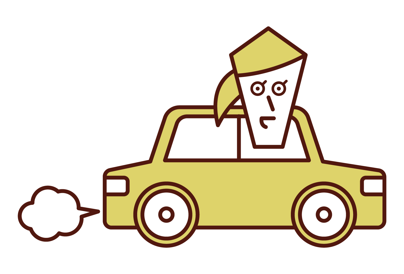 Illustration of a woman driving a car seen from the side