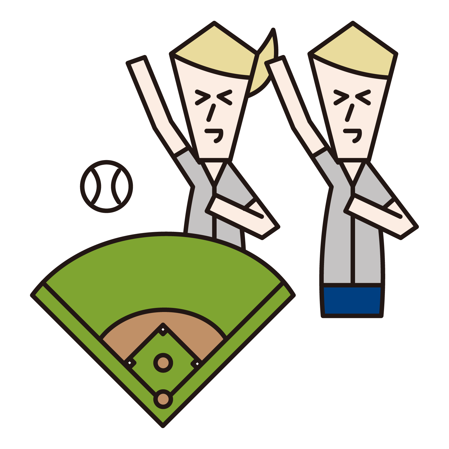 Illustration of people watching a baseball game