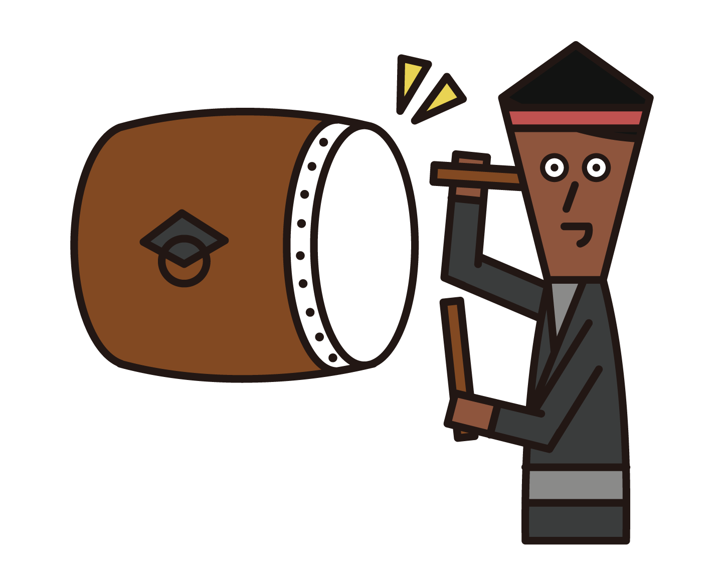 Illustration of a man drumming at a festival