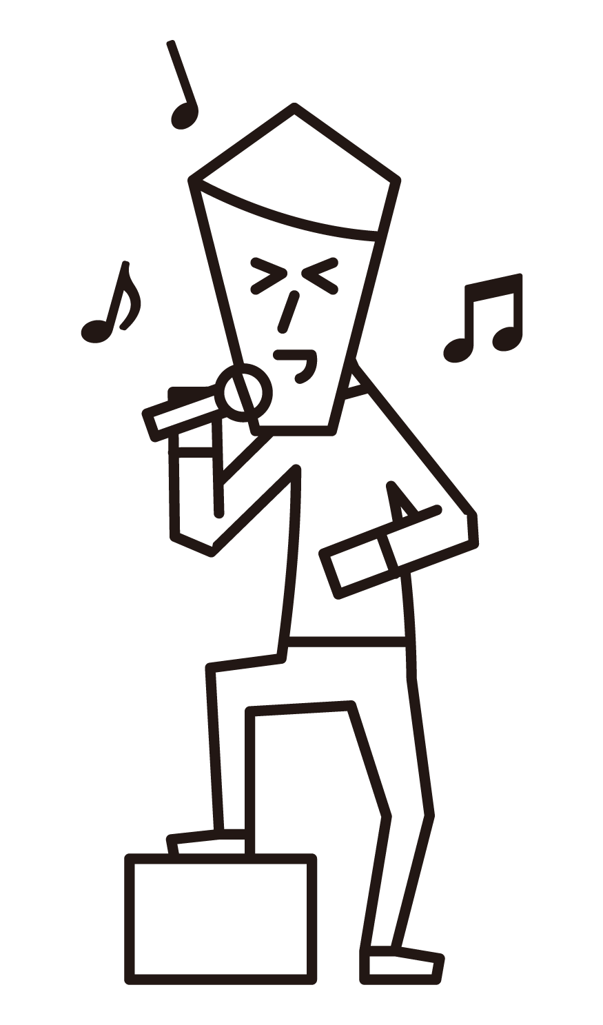 열정적으로 노래하는 한 남자의 삽화