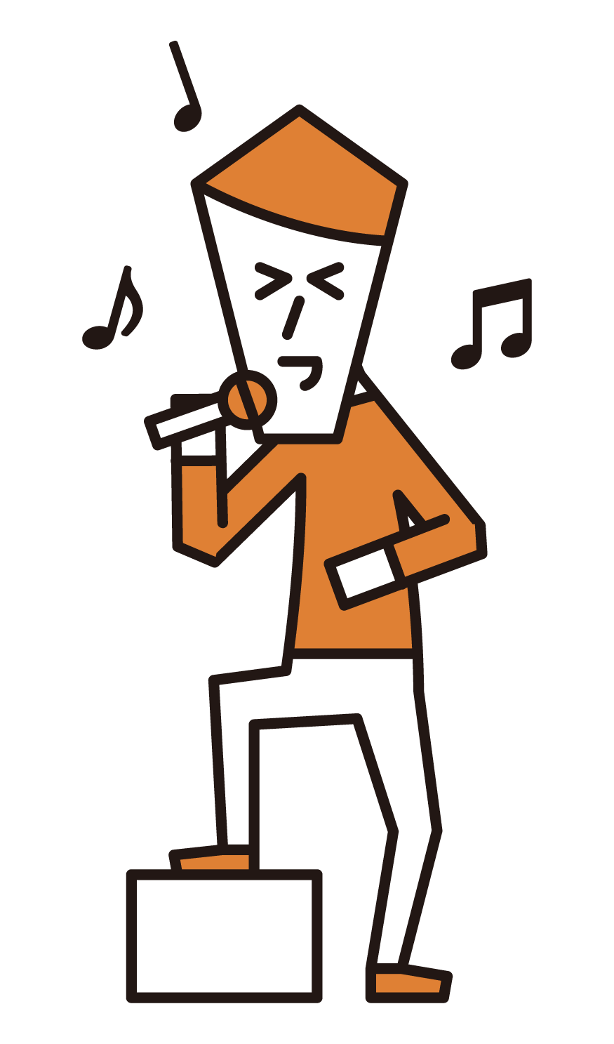 열정적으로 노래하는 한 남자의 삽화