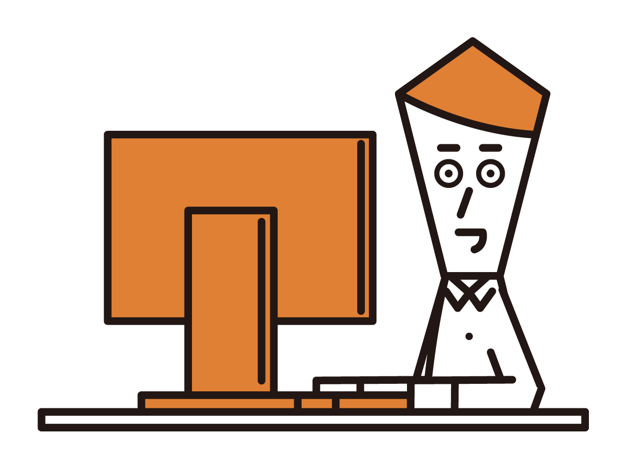 Illustration of a man using a desktop computer