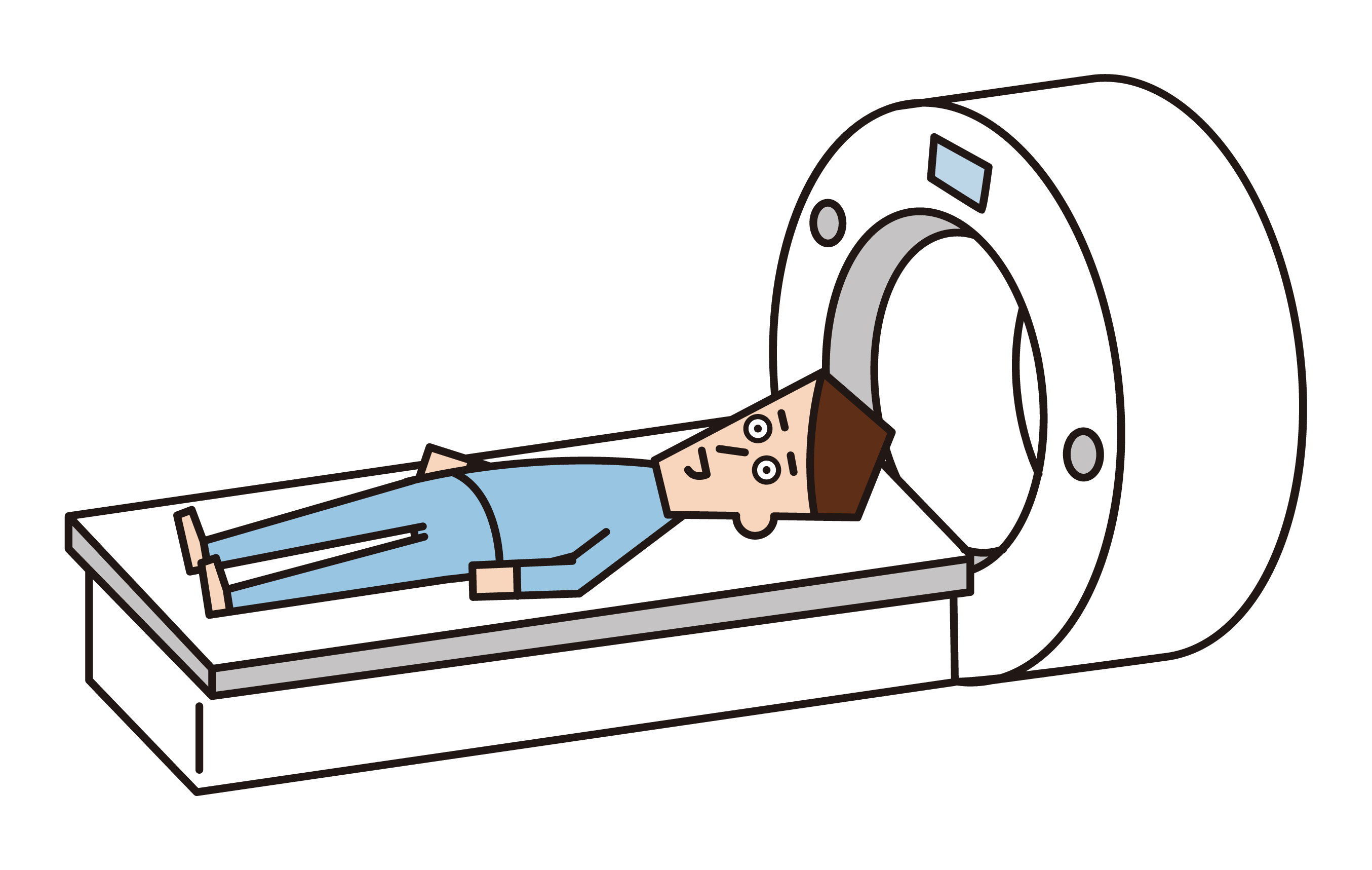 Illustration of a woman who underwent an MRI examination