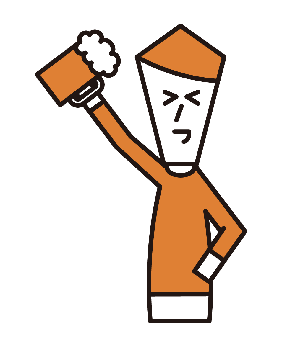 Illustration of a man toasting with beer