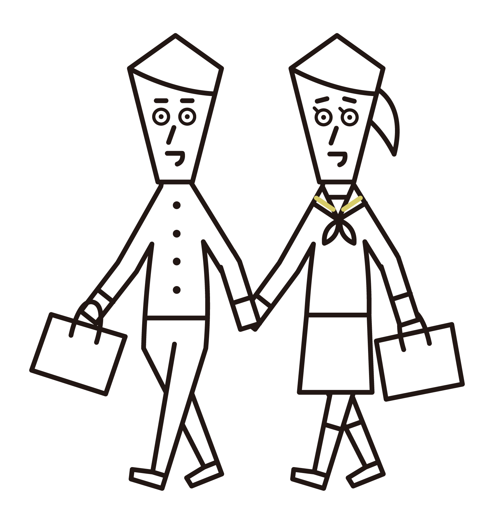 Illustration of a student couple walking hand in hand