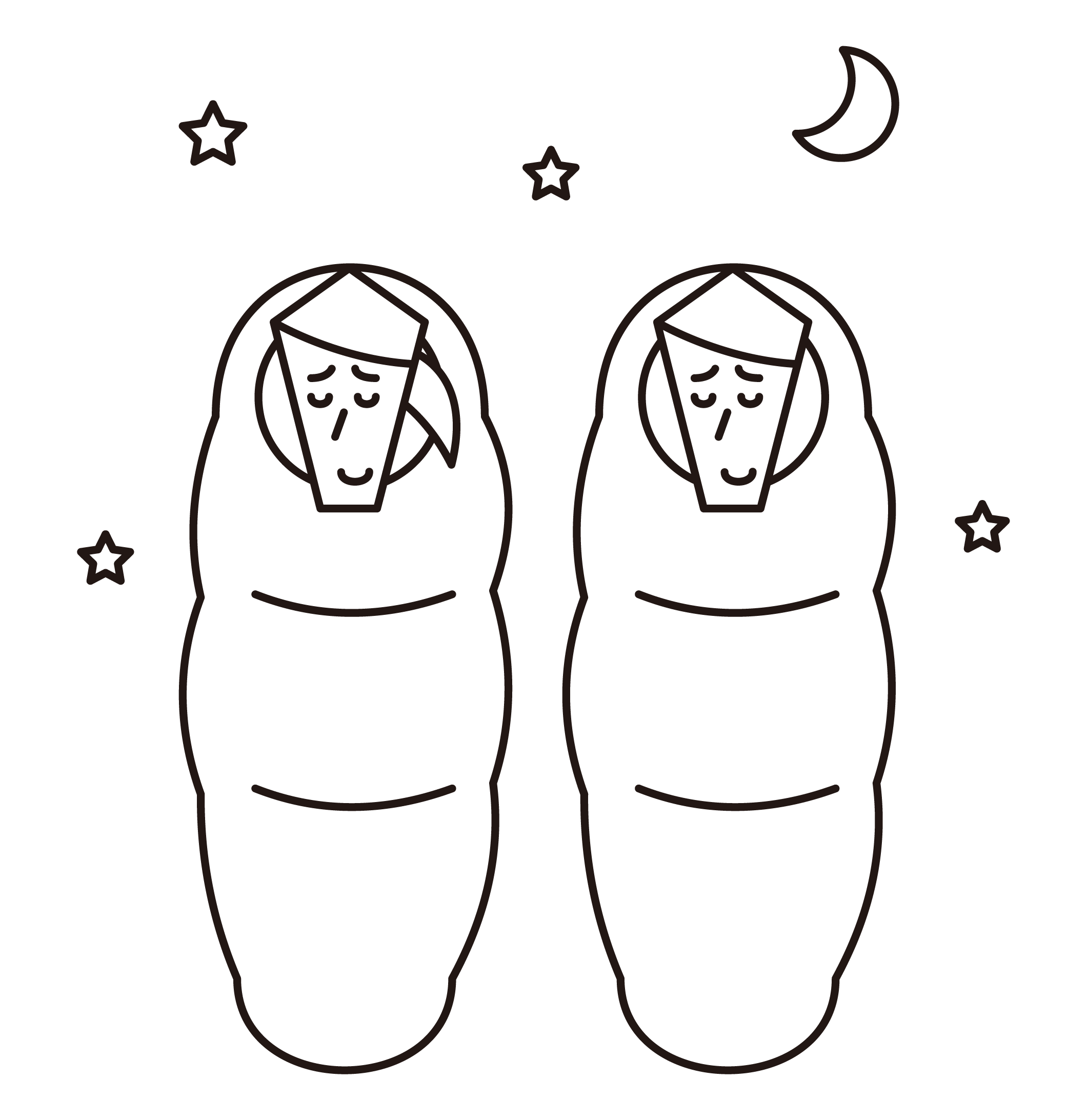Illustration of people sleeping in sleeping bags