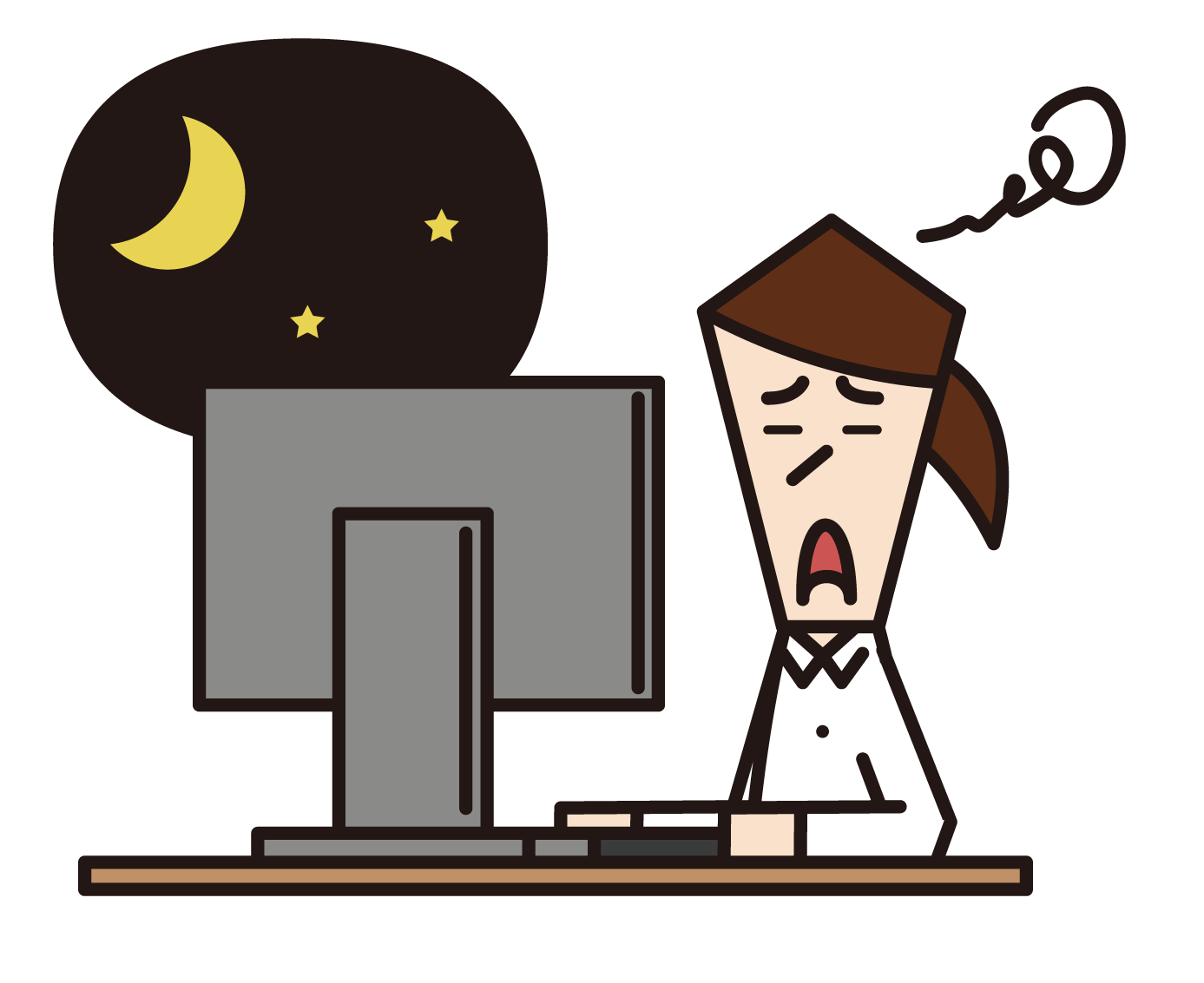 Illustration of a man who works late at night