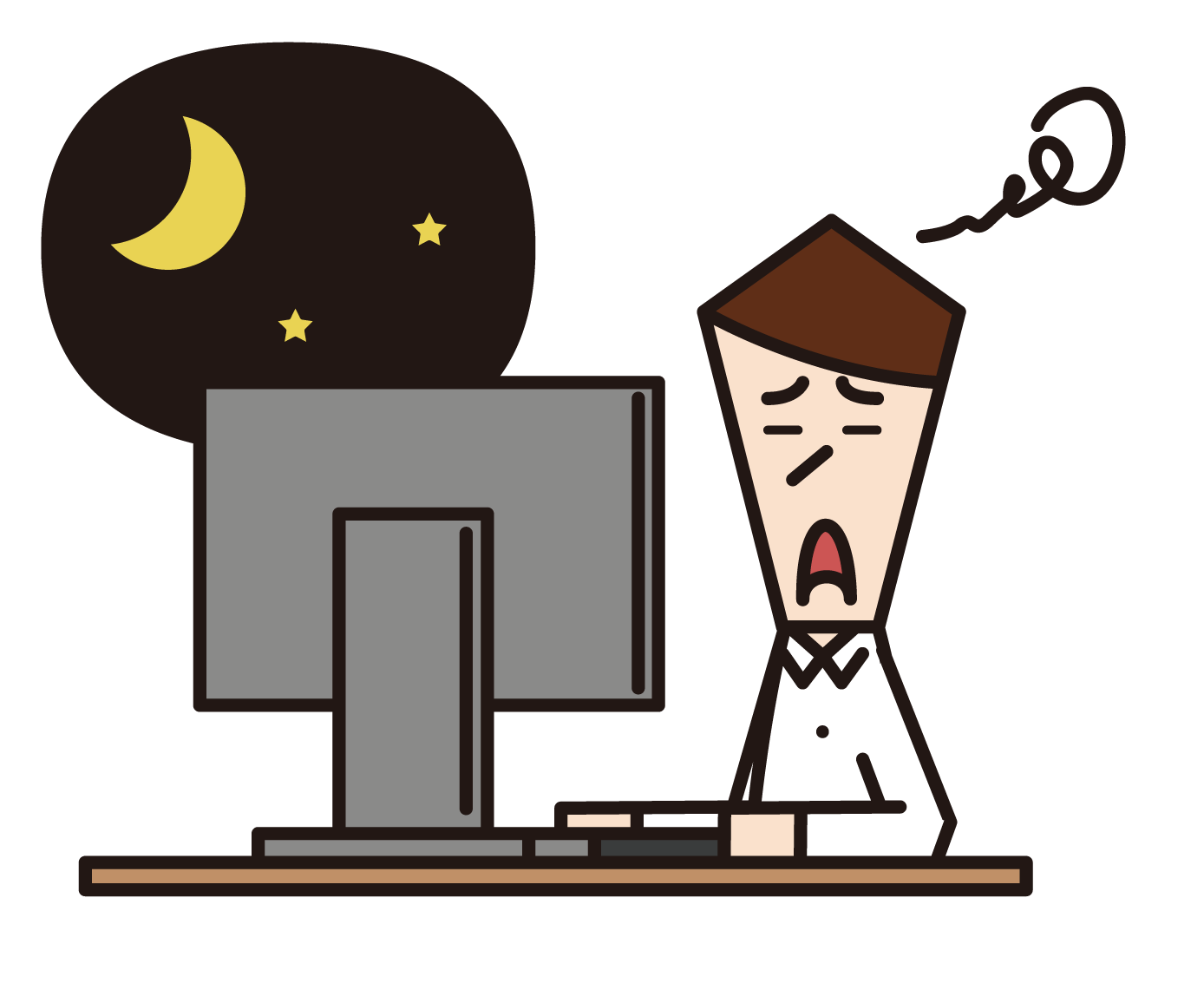 Illustration of a man who works late at night