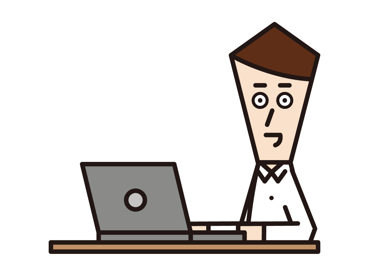 Illustration of a man using a laptop computer – Free illustrations KuKuKeKe