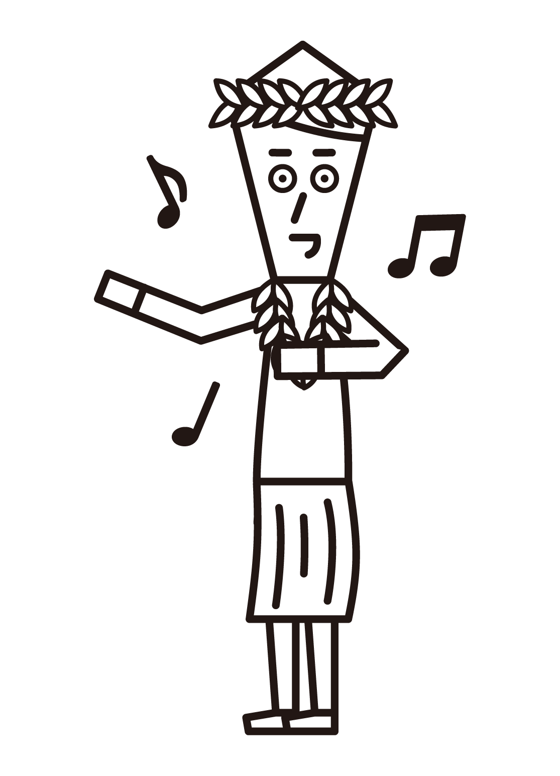 Illustration of a person (male) dancing hula