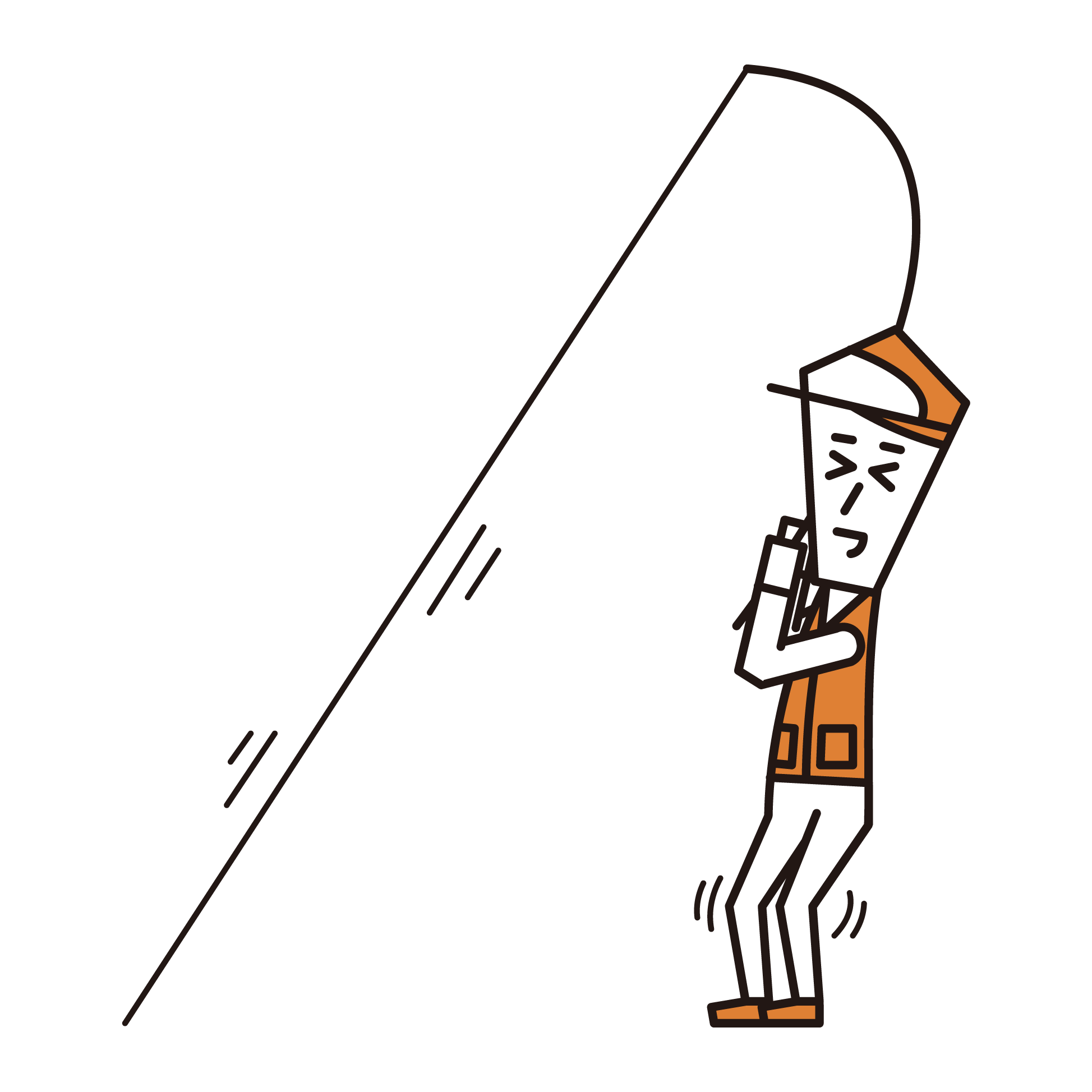 Illustration of a man who enjoys fishing (male)