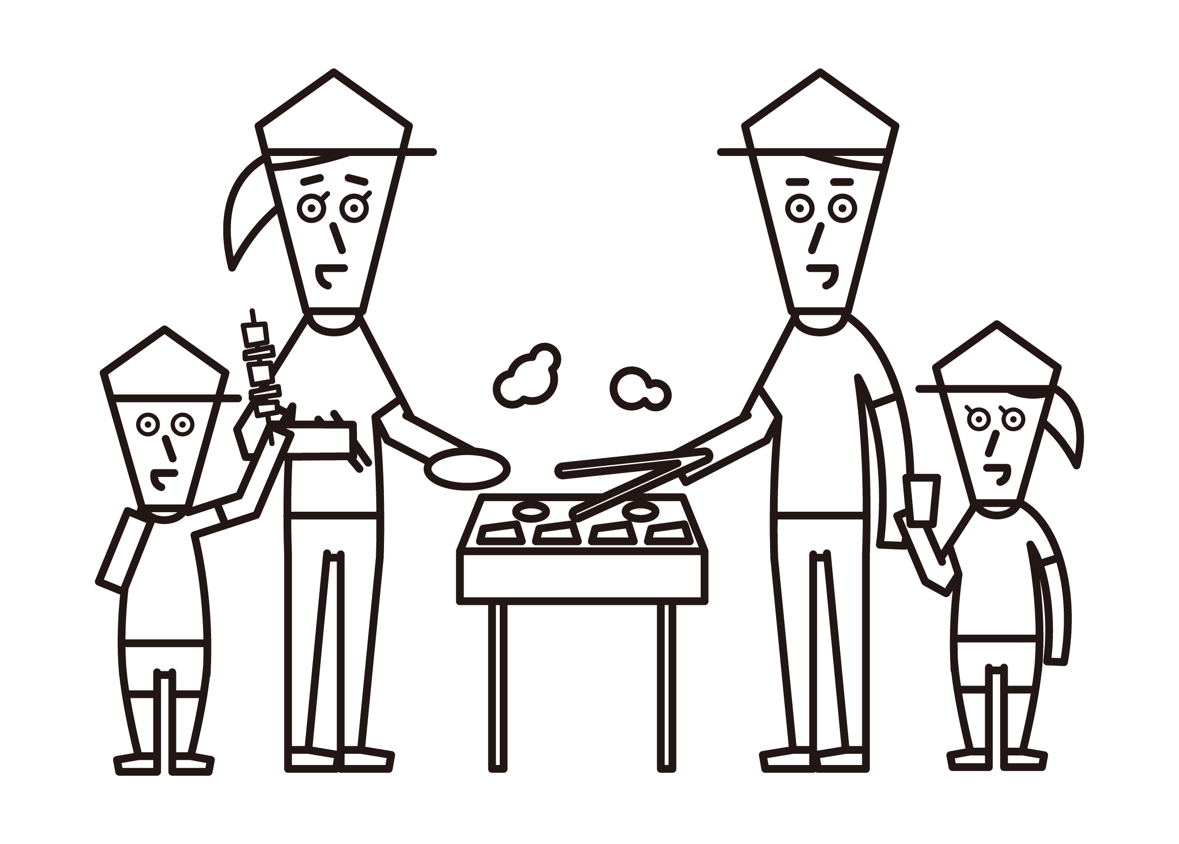Illustration of a family enjoying a barbecue