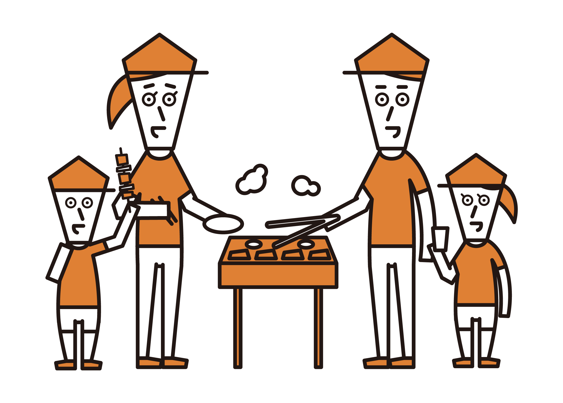 Illustration of a family enjoying a barbecue