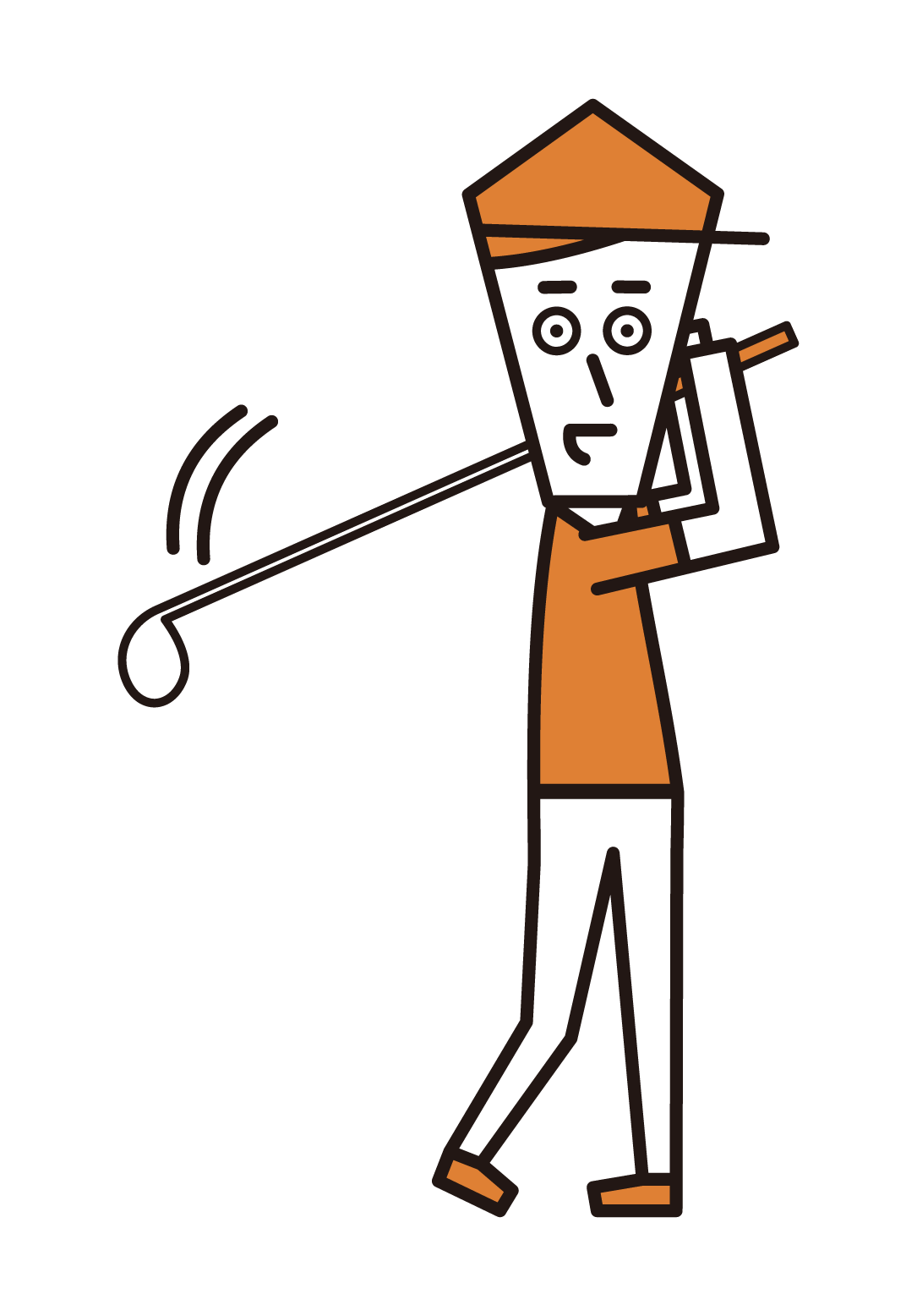 ゴルフの素振りをする人（男性）のイラスト