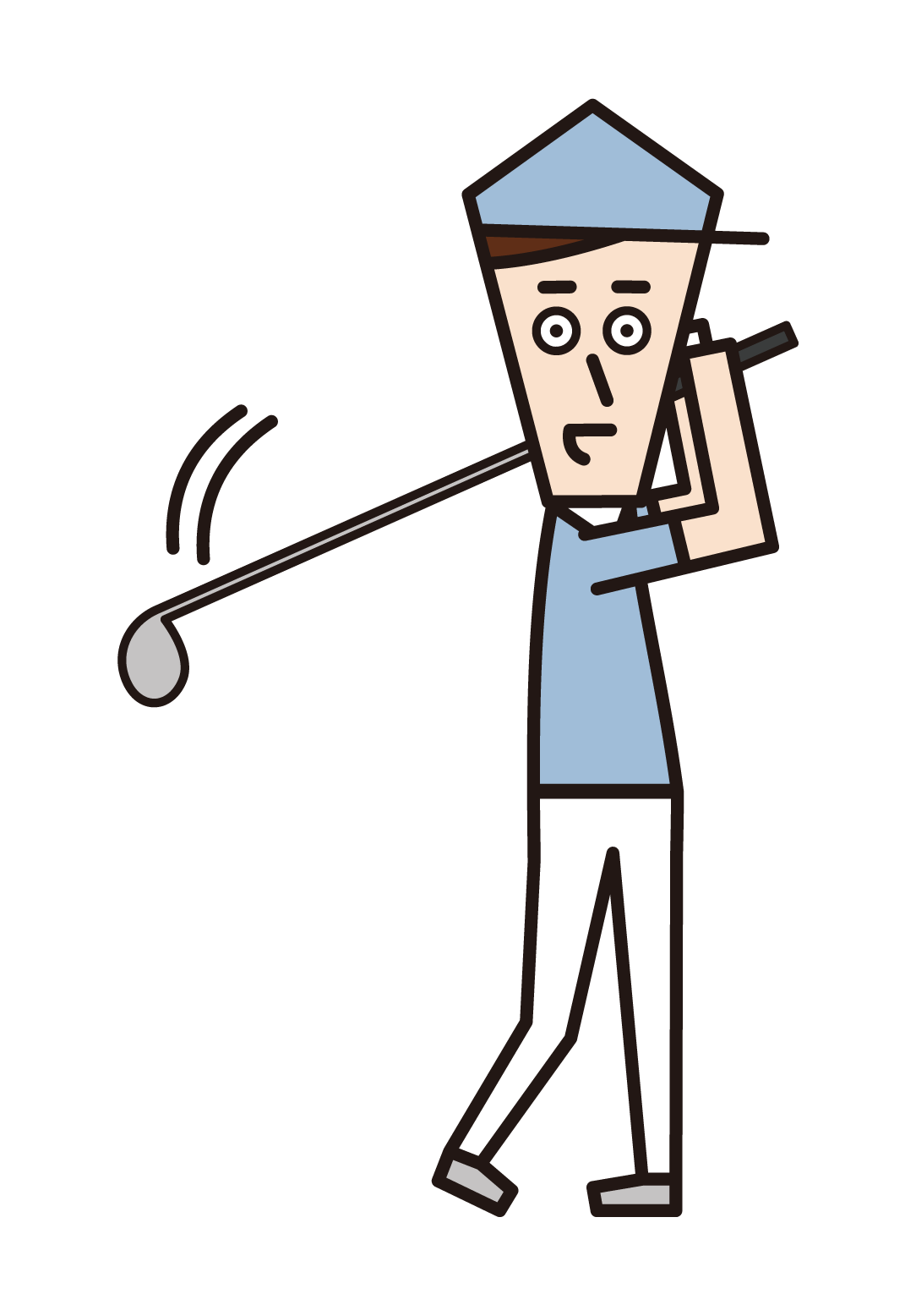 ゴルフの素振りをする人（男性）のイラスト