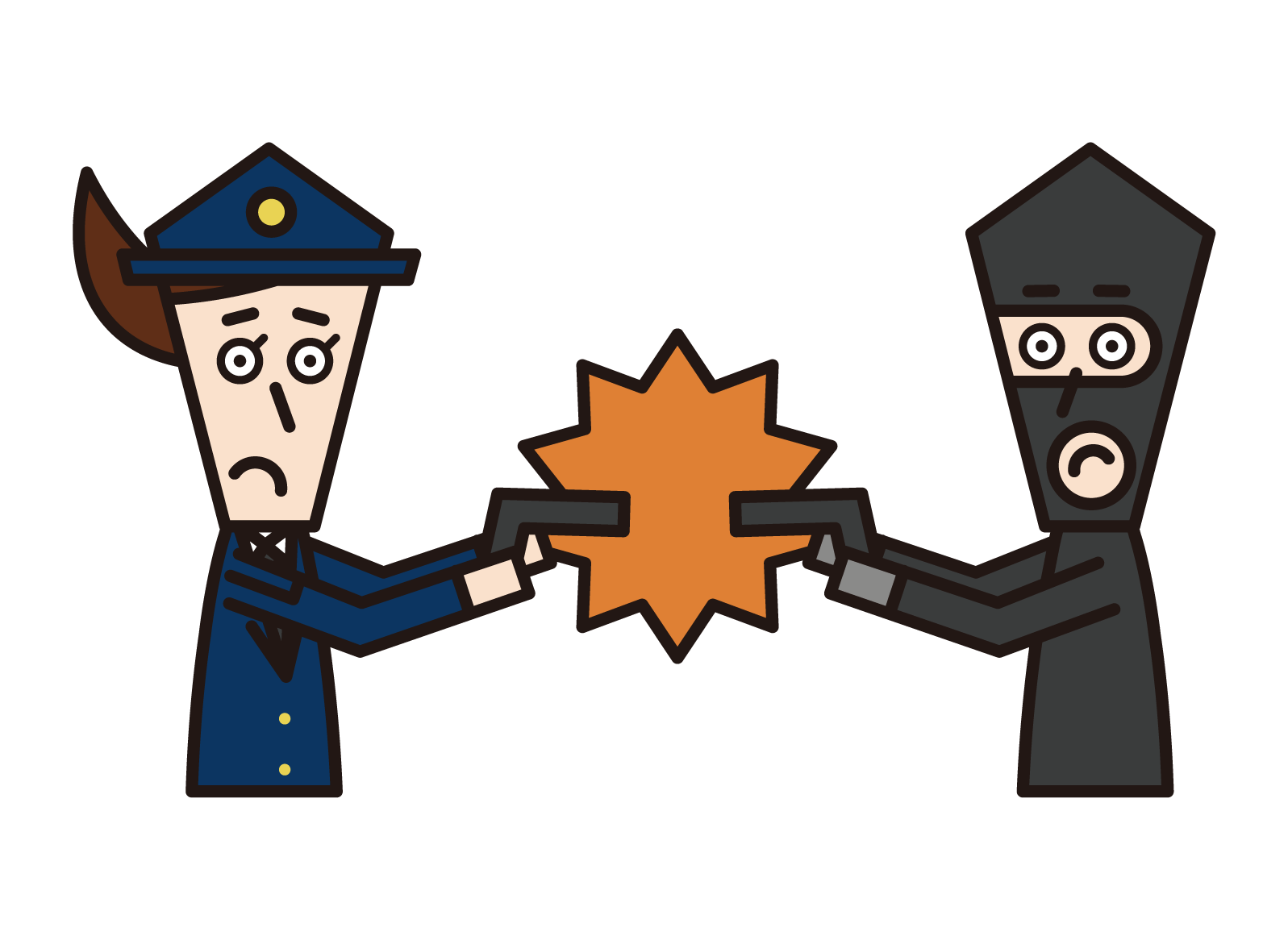 員警（女性）和強盜（男性）的插圖