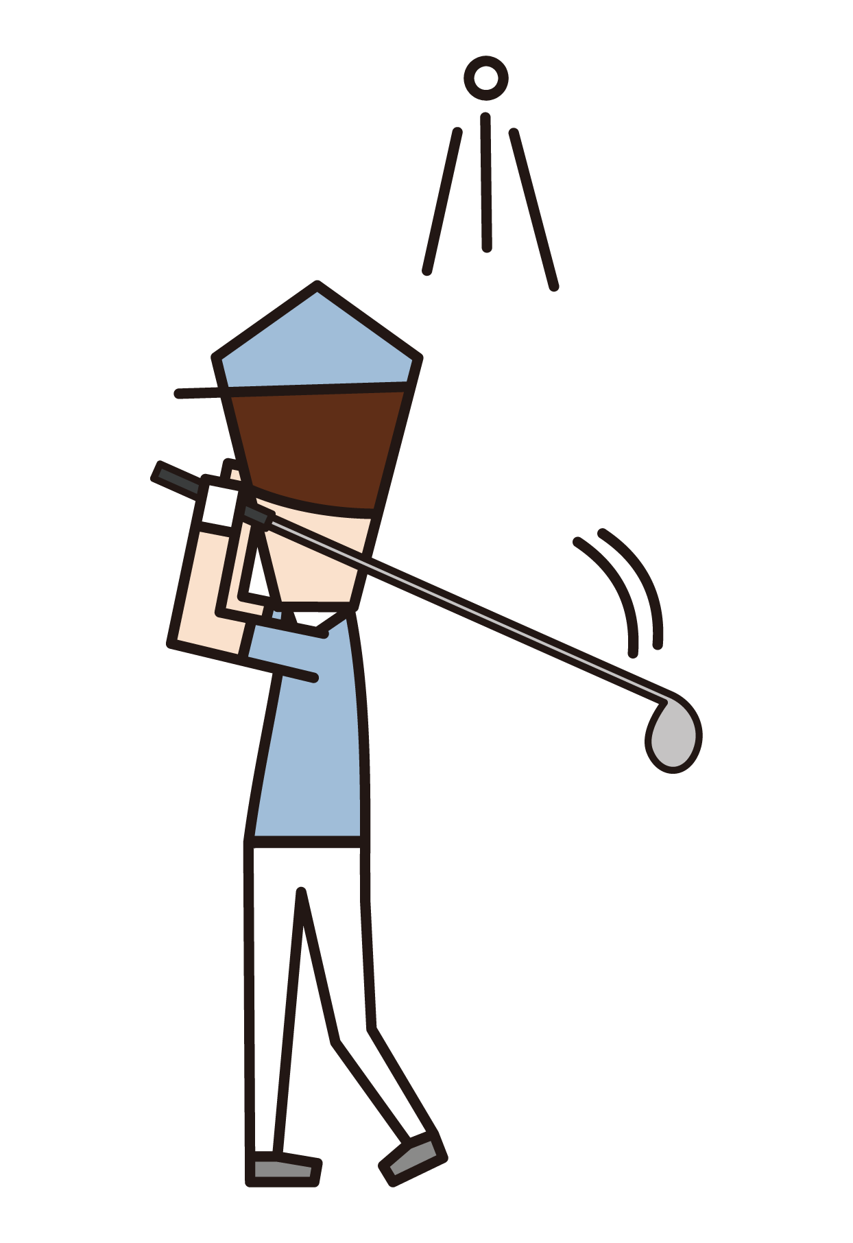 Illustration of the back of a golfer (male)
