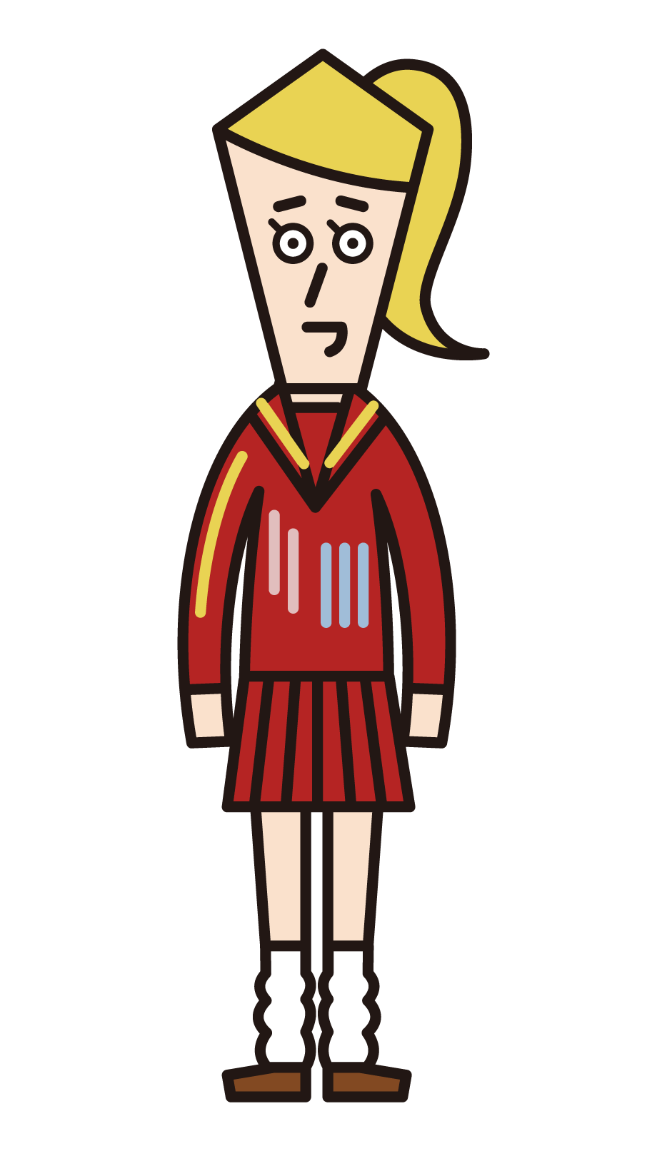 Illustration of a bad student (girl) wearing an embroidered uniform