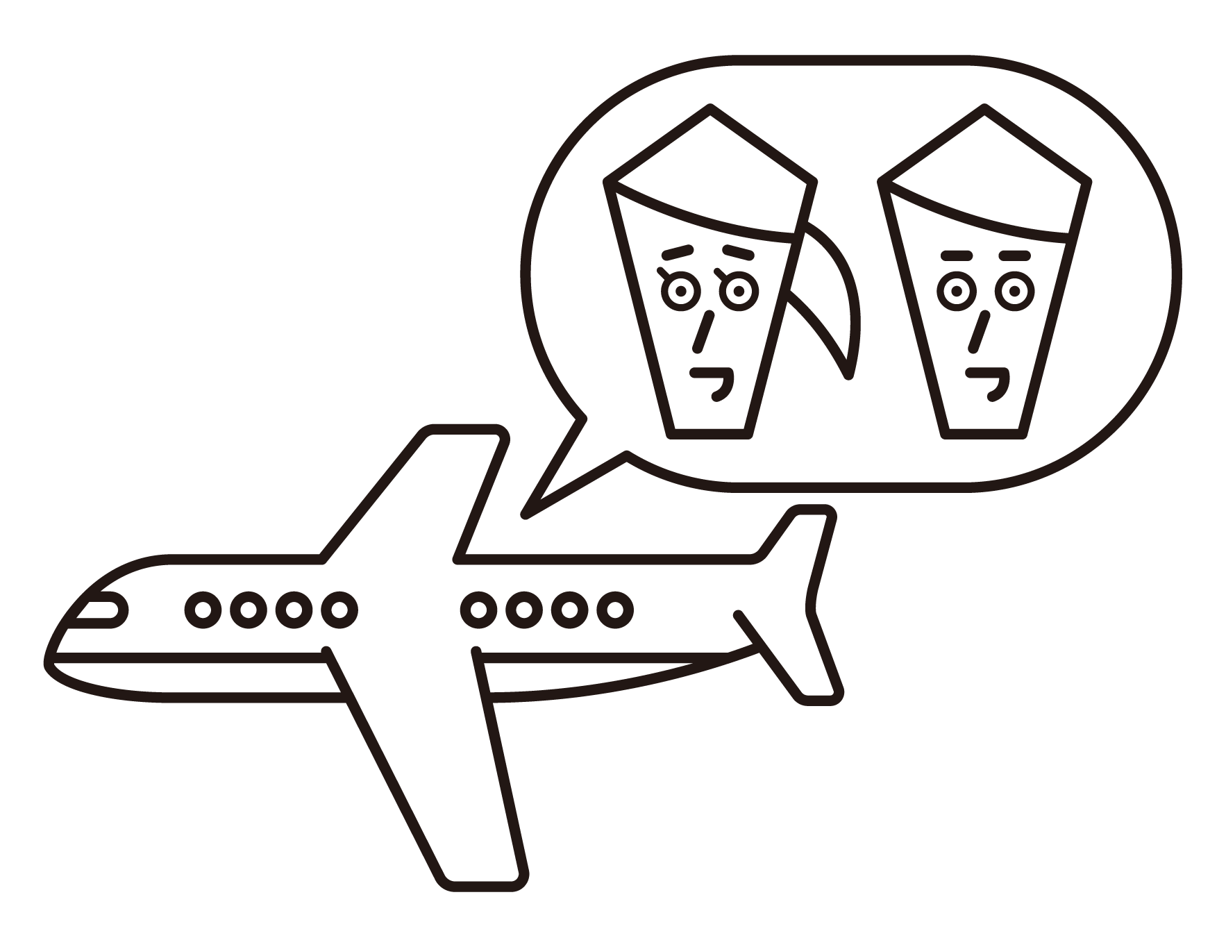 Illustration of a couple on an airplane