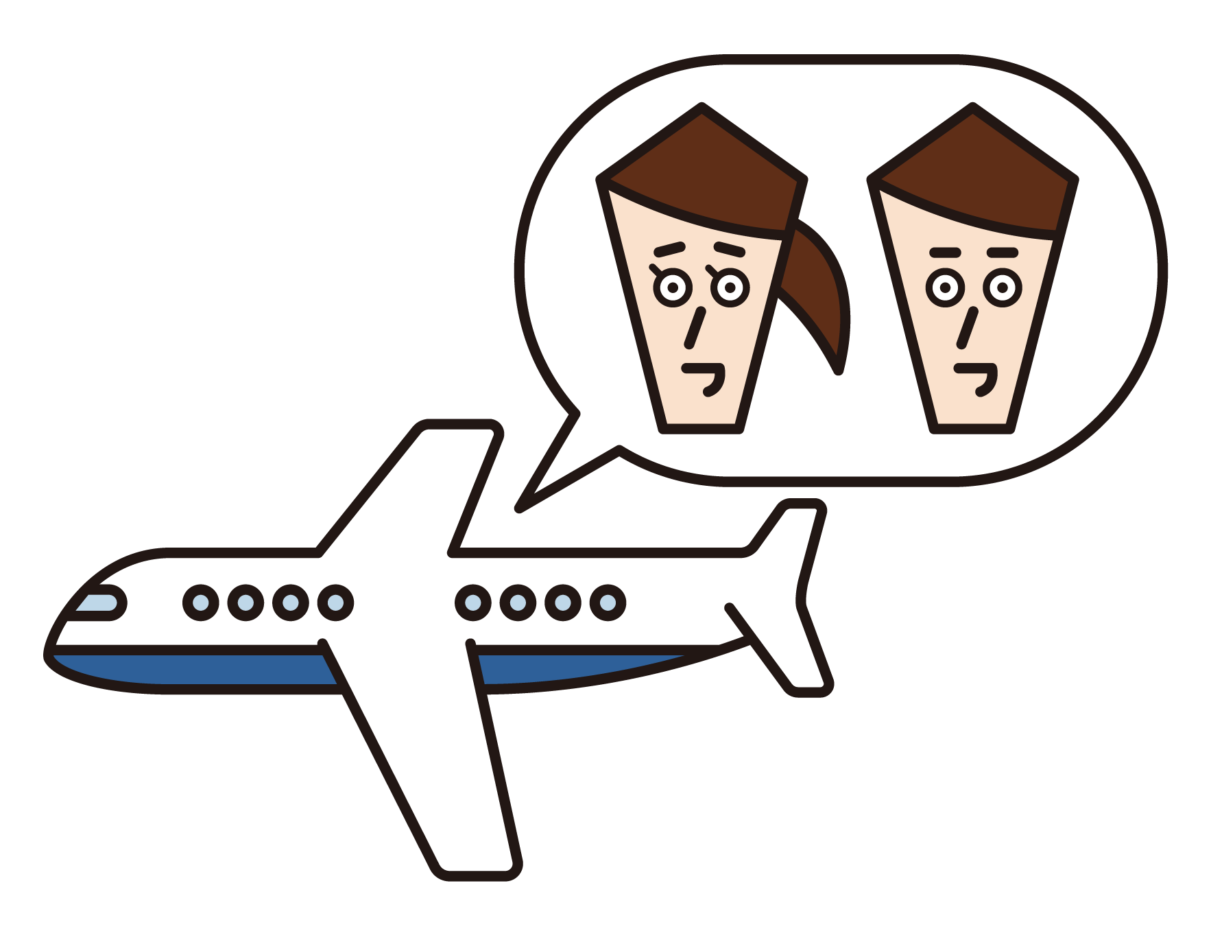 Illustration of a couple on an airplane