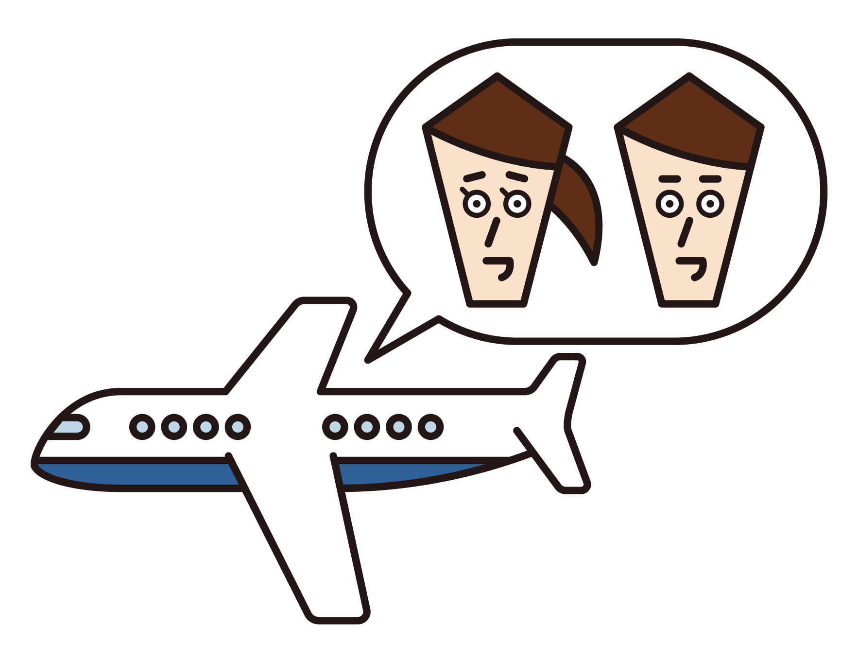 Illustration of a family on an airplane