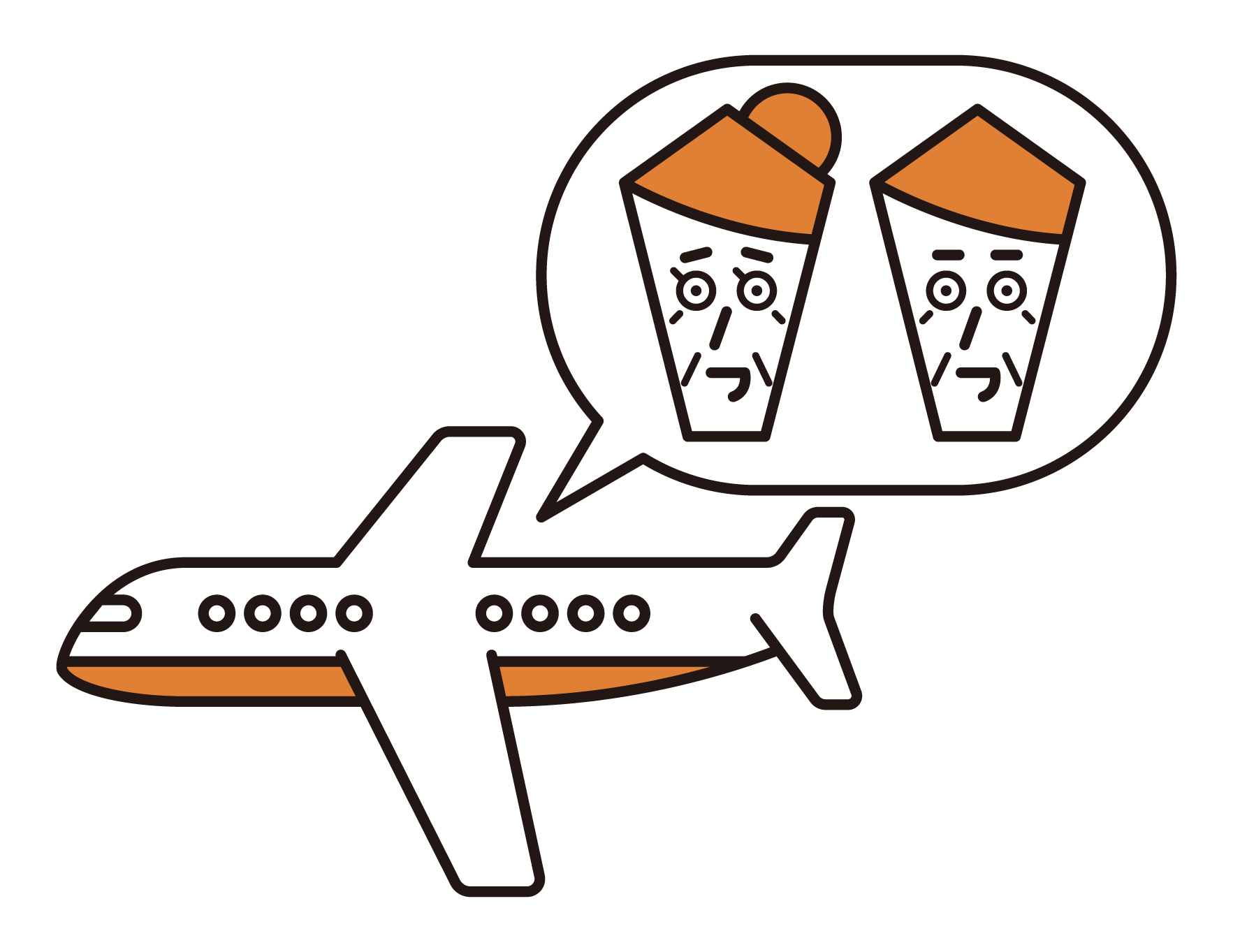 Illustration of an elderly couple on an airplane