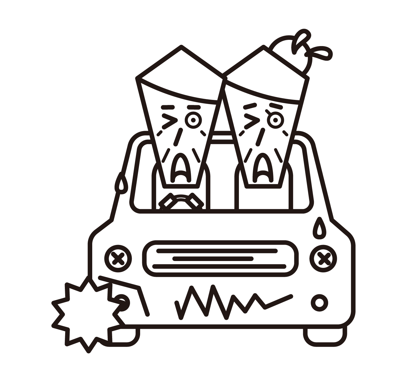 Illustration of an elderly couple who caused a traffic accident