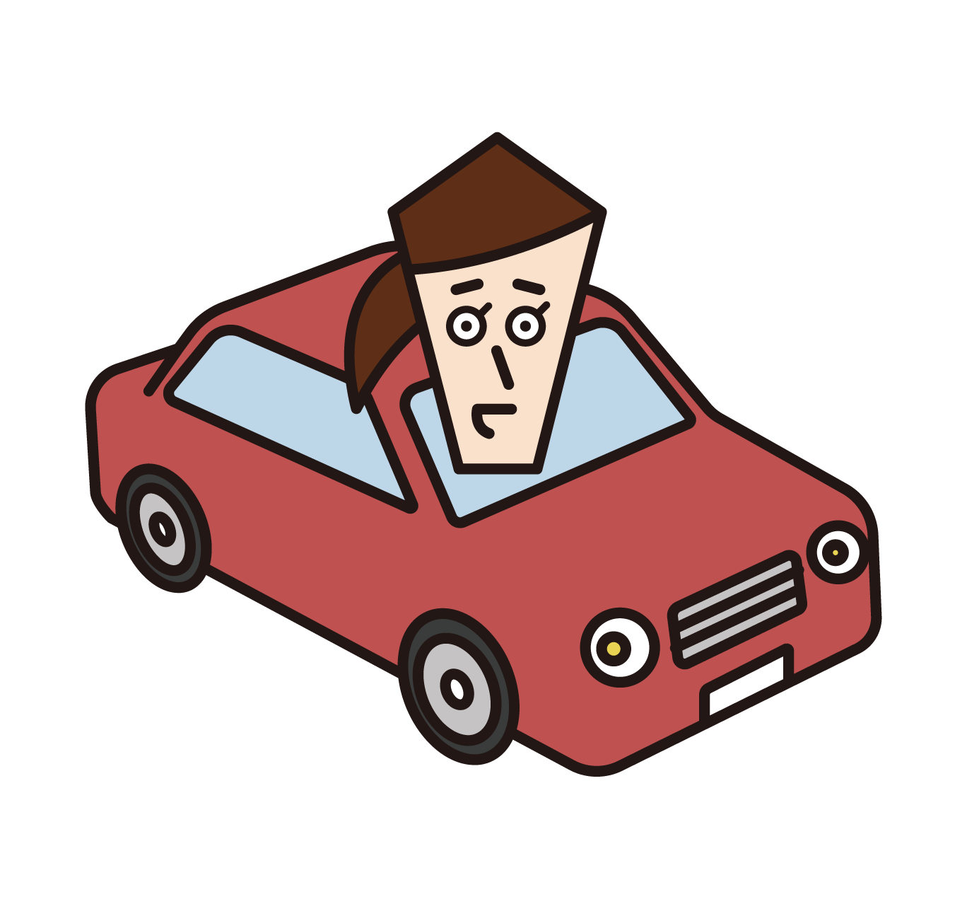 Illustration of a person (woman) driving a car