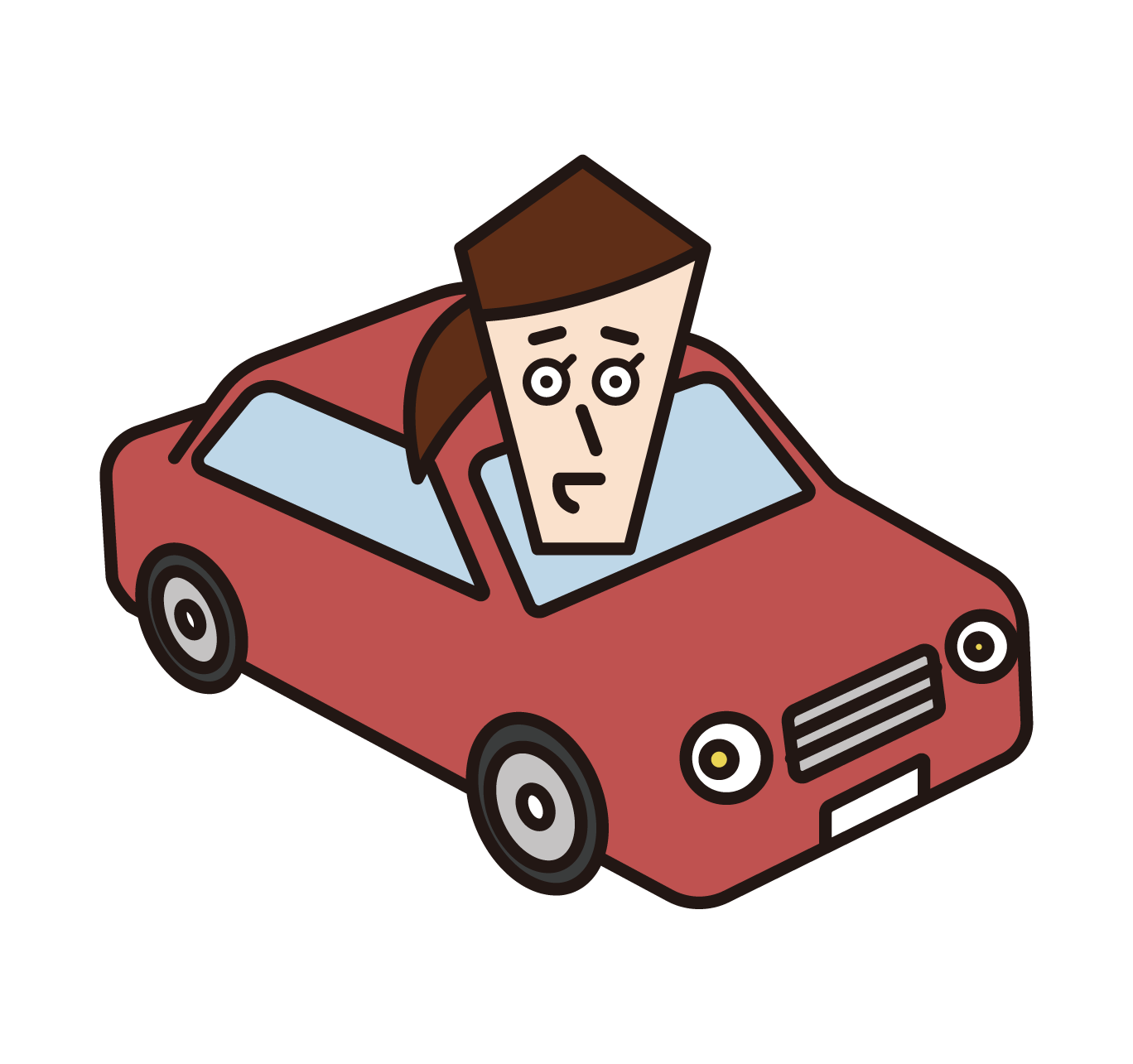 自動車を運転する人（女性）のイラスト