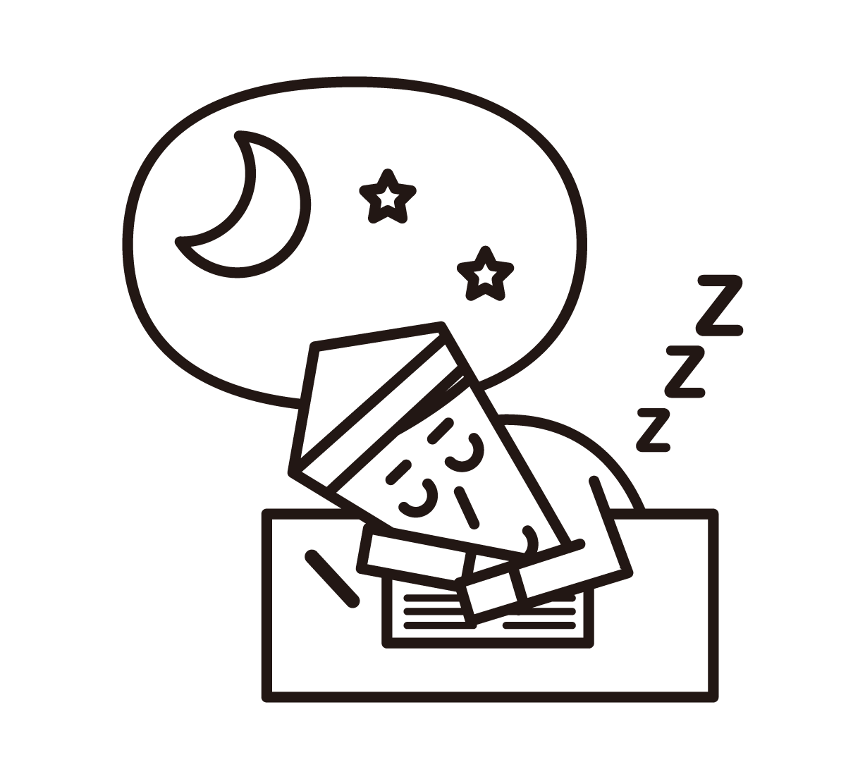 Illustration of a person (male) who is tired and sleeping while studying for the entrance exam