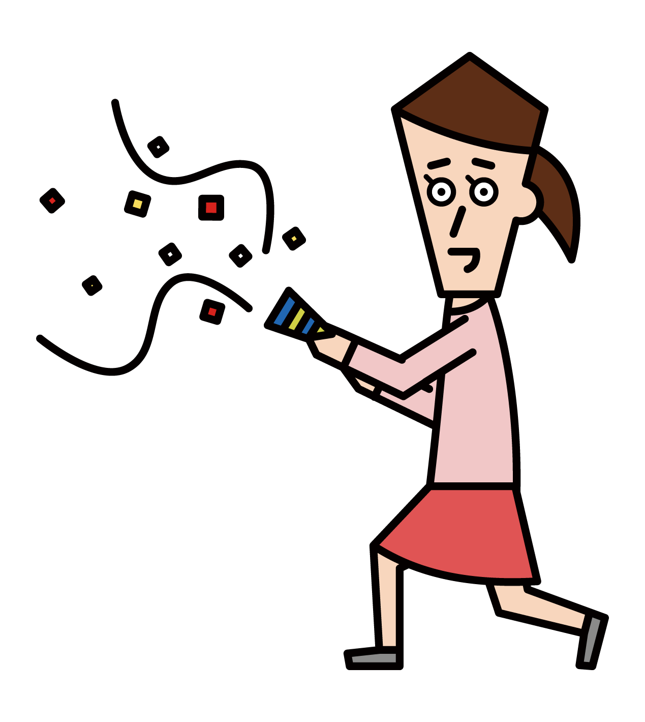 Illustration of a woman who celebrates with crackers