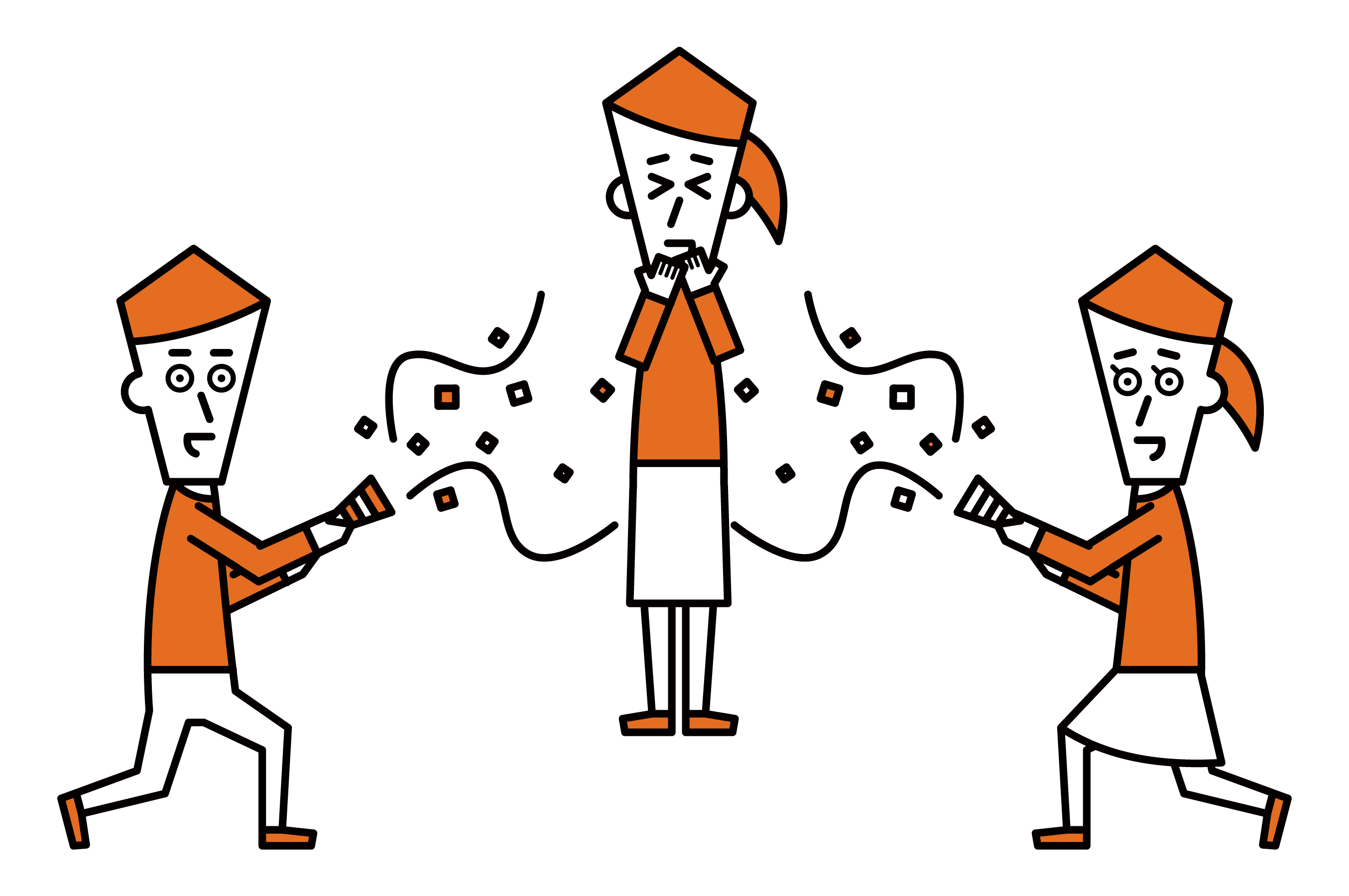Illustration of people celebrating by sounding crackers
