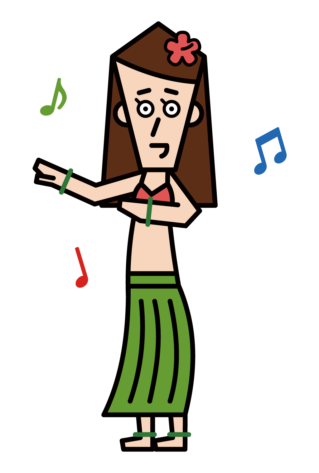 Illustration of a woman dancing hula dance