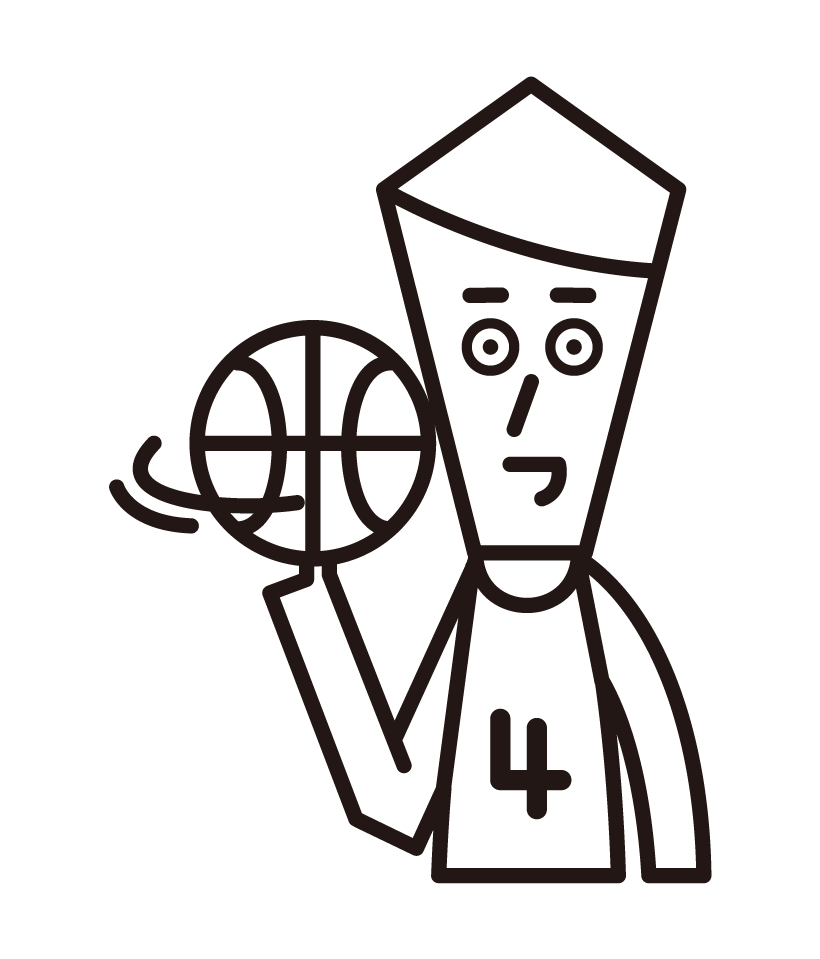Illustration of a man (male) spinning a basketball on his finger