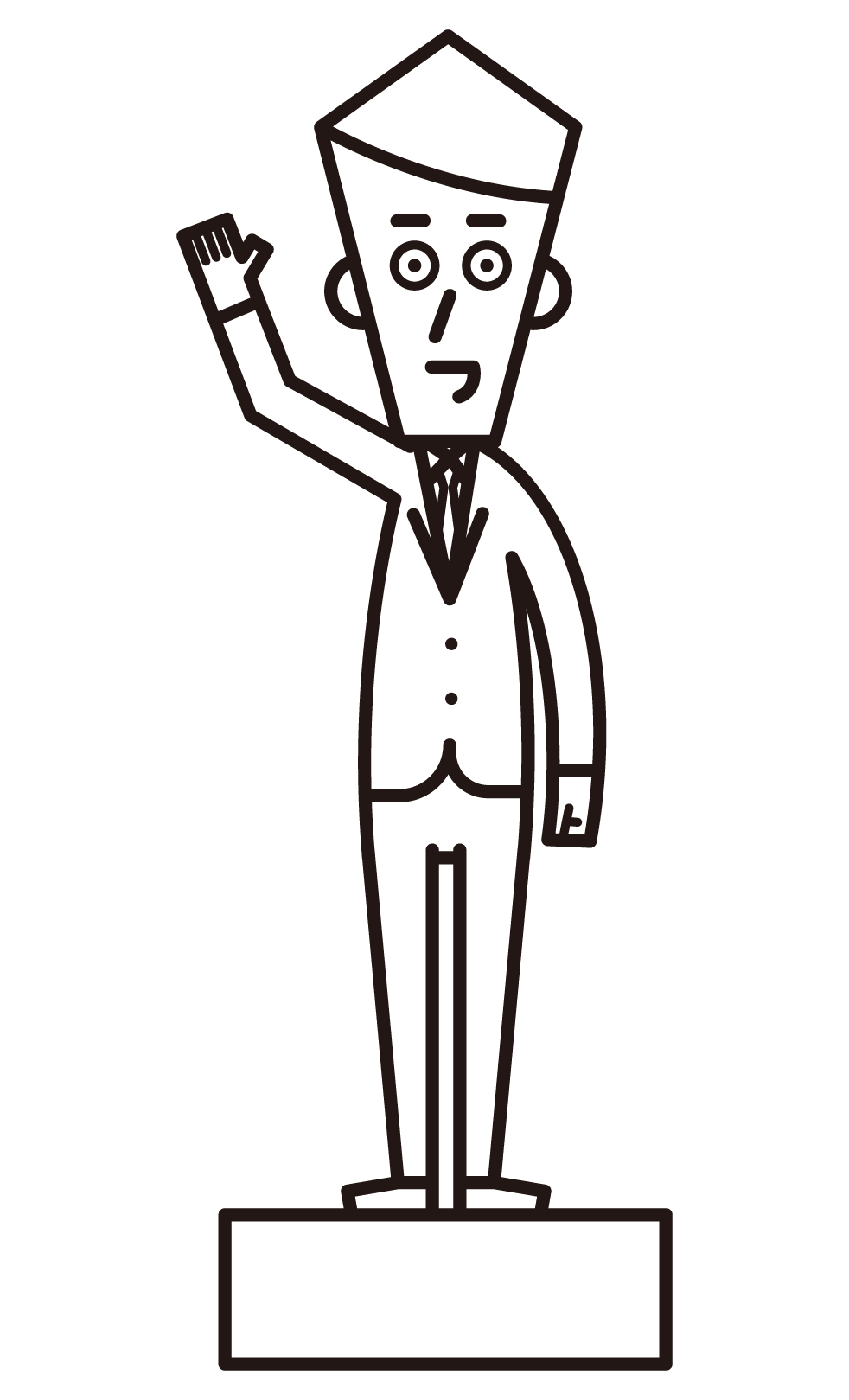 Illustration of a politician (male) waving his hand