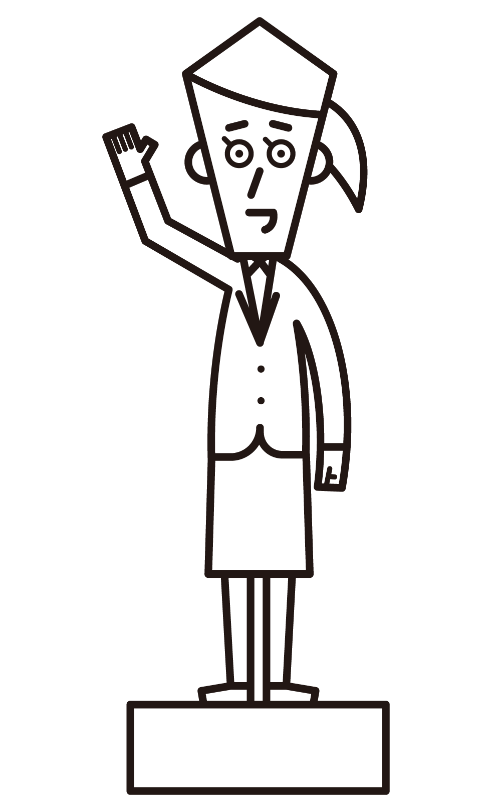 Illustration of a politician (female) waving his hand