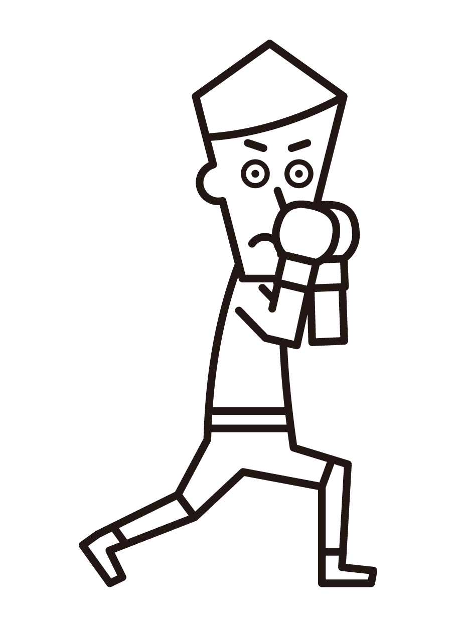 拳擊運動員（男性）的插圖，使衛兵