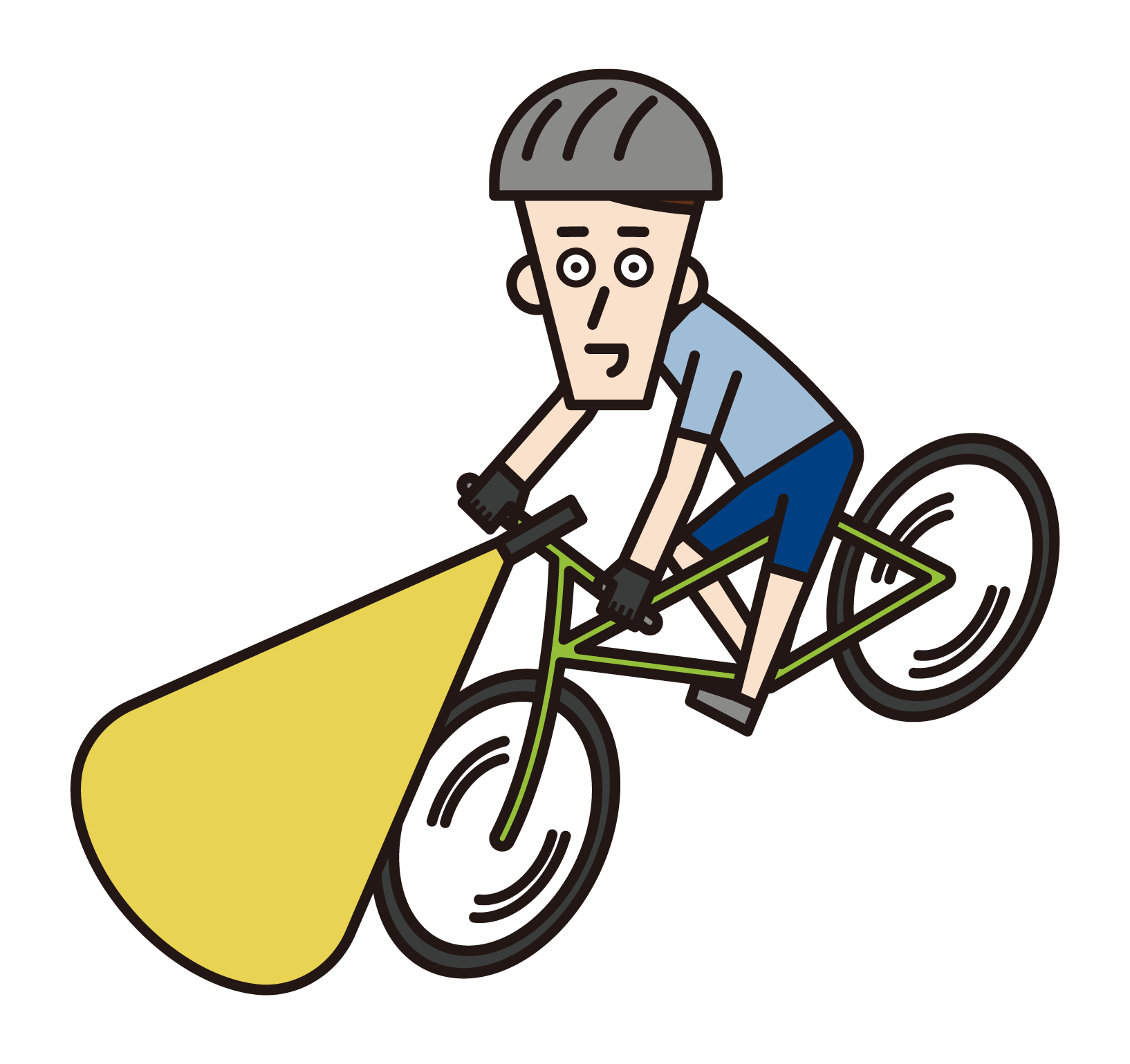 ライトを灯火して自転車に乗る人（男性）のイラスト