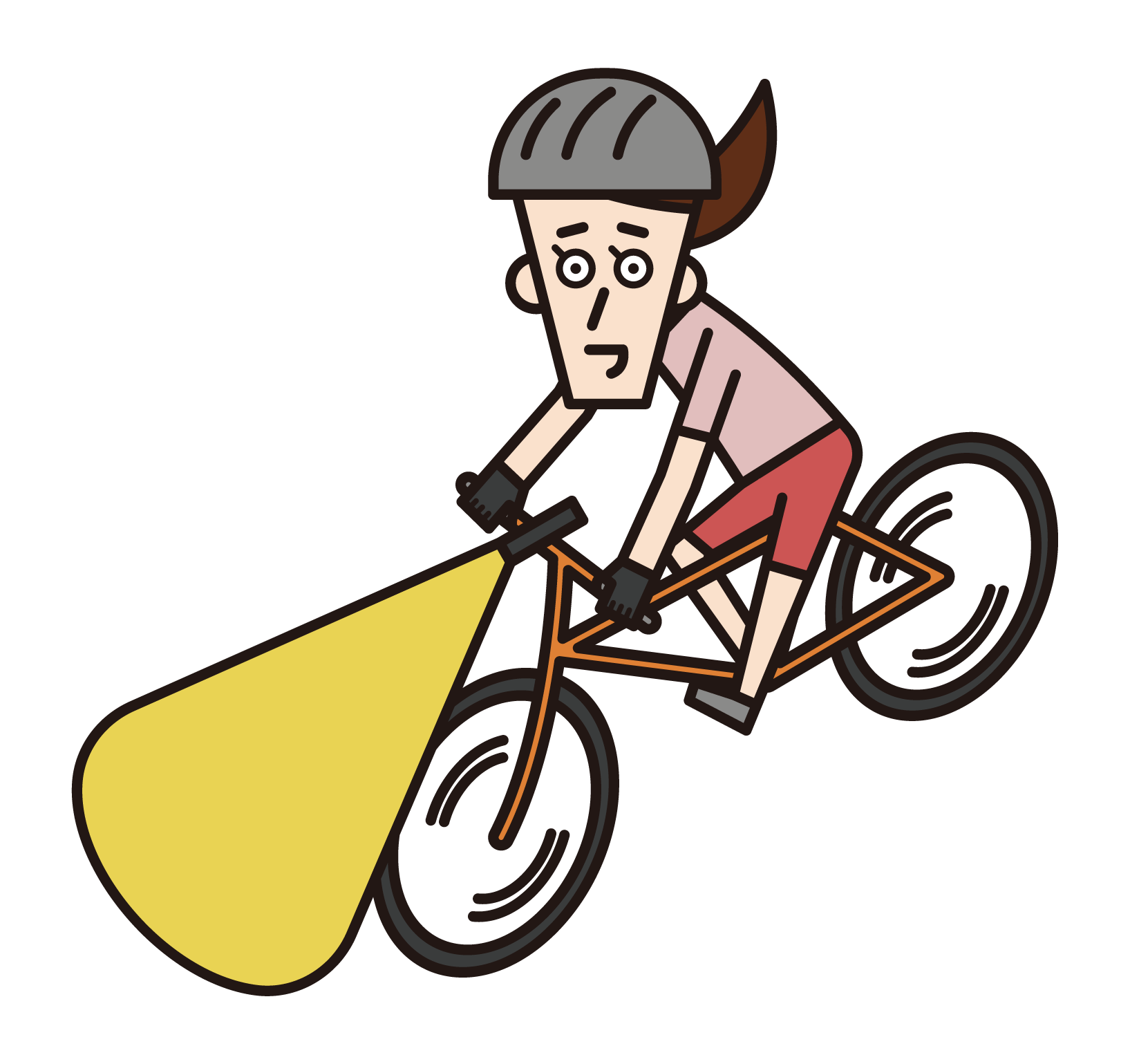 點燃燈騎自行車的人(女性)的插圖