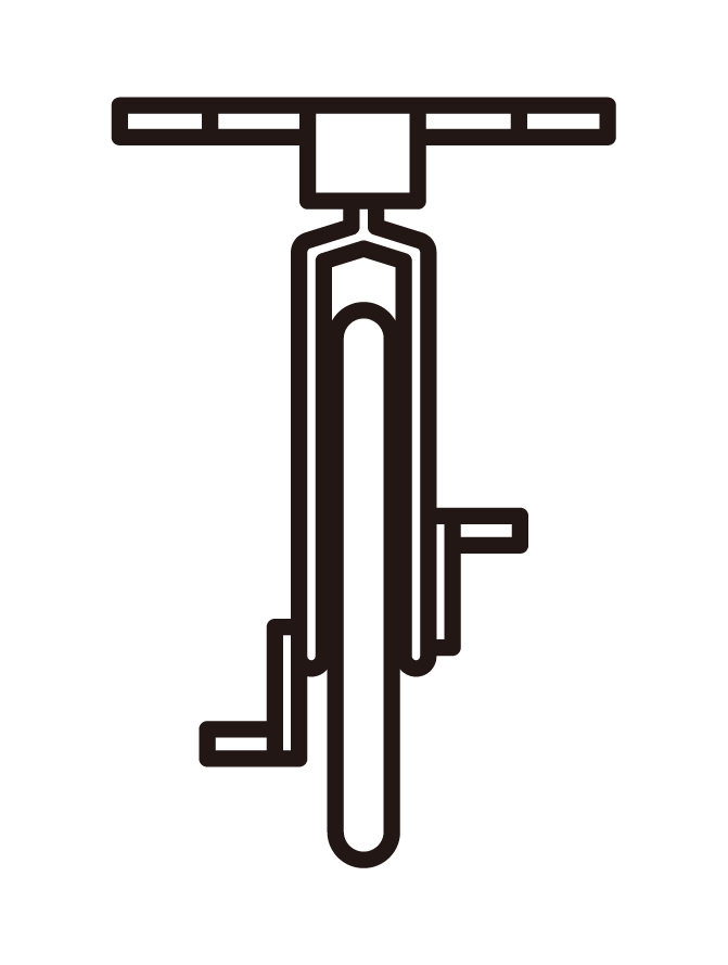 Illustration of a mountain bike seen from the front