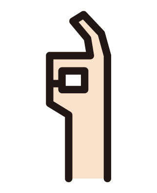 Illustration of a thumb-to-thumb hand (good sign)