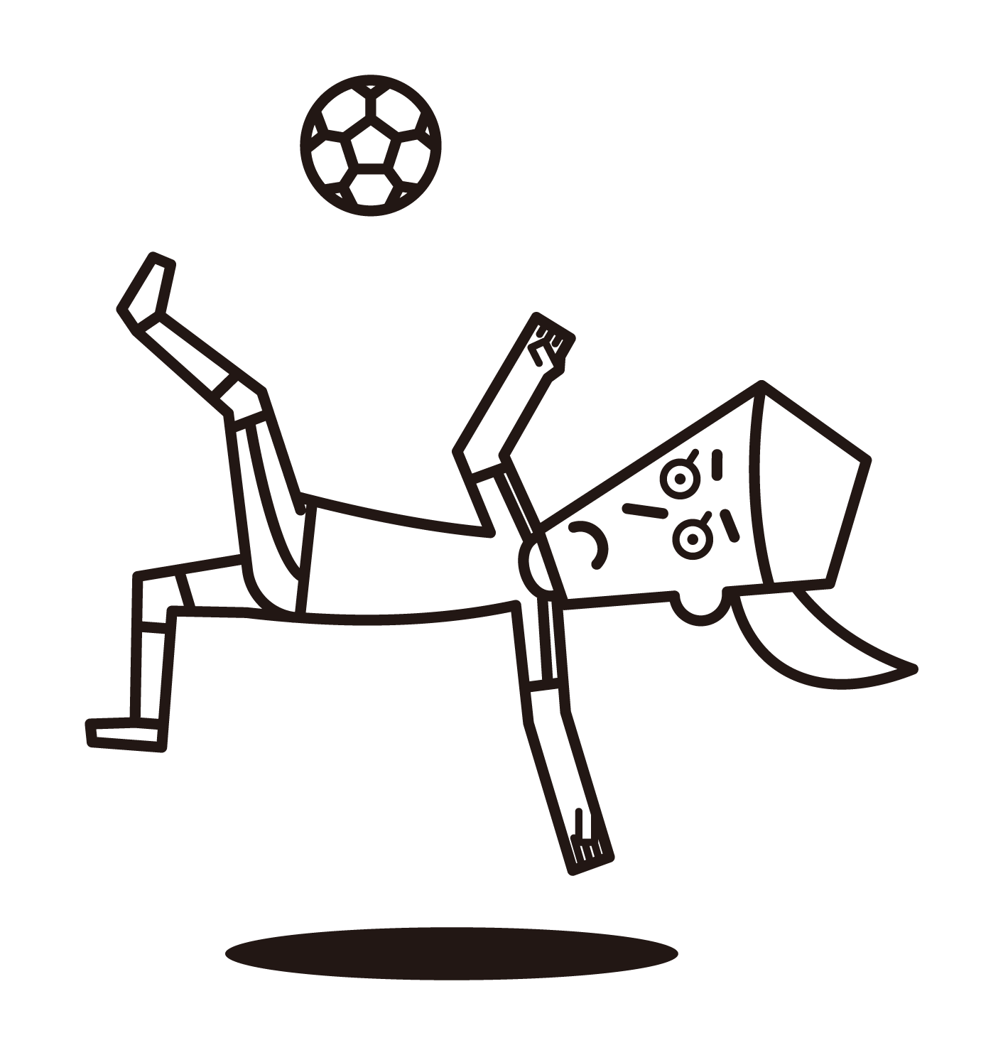 Illustration of a female soccer player doing an overhead kick