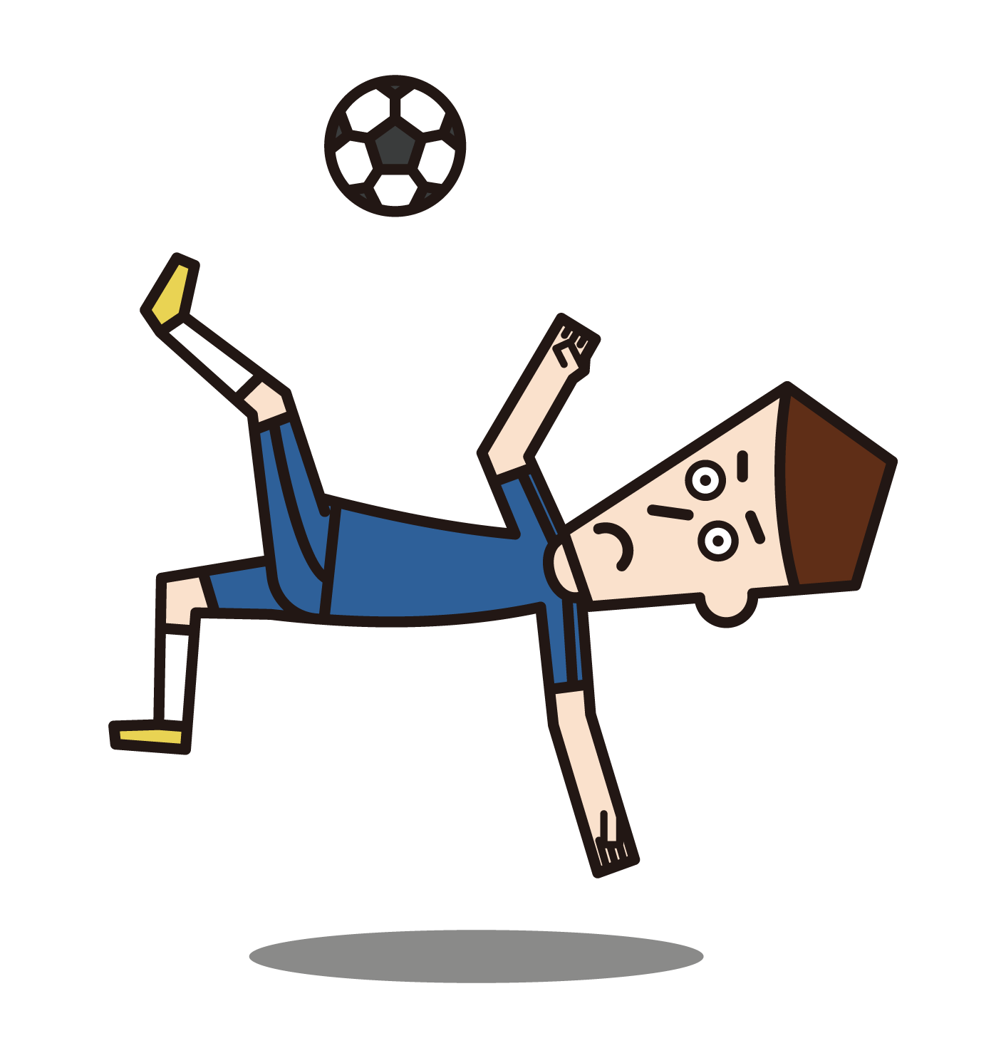 Illustration of a male soccer player doing an overhead kick