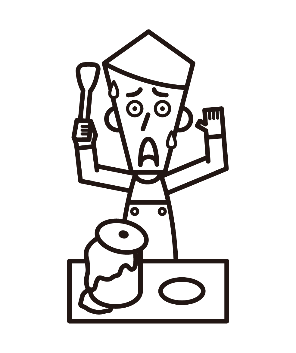 Illustration of a person (male) who fails to cook