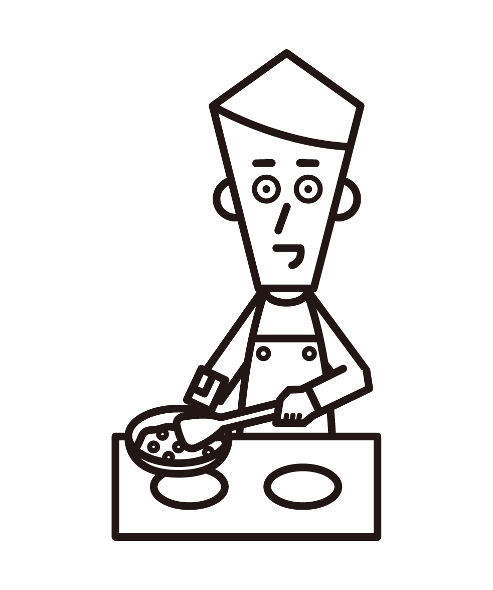 烹飪者（男性）的插圖